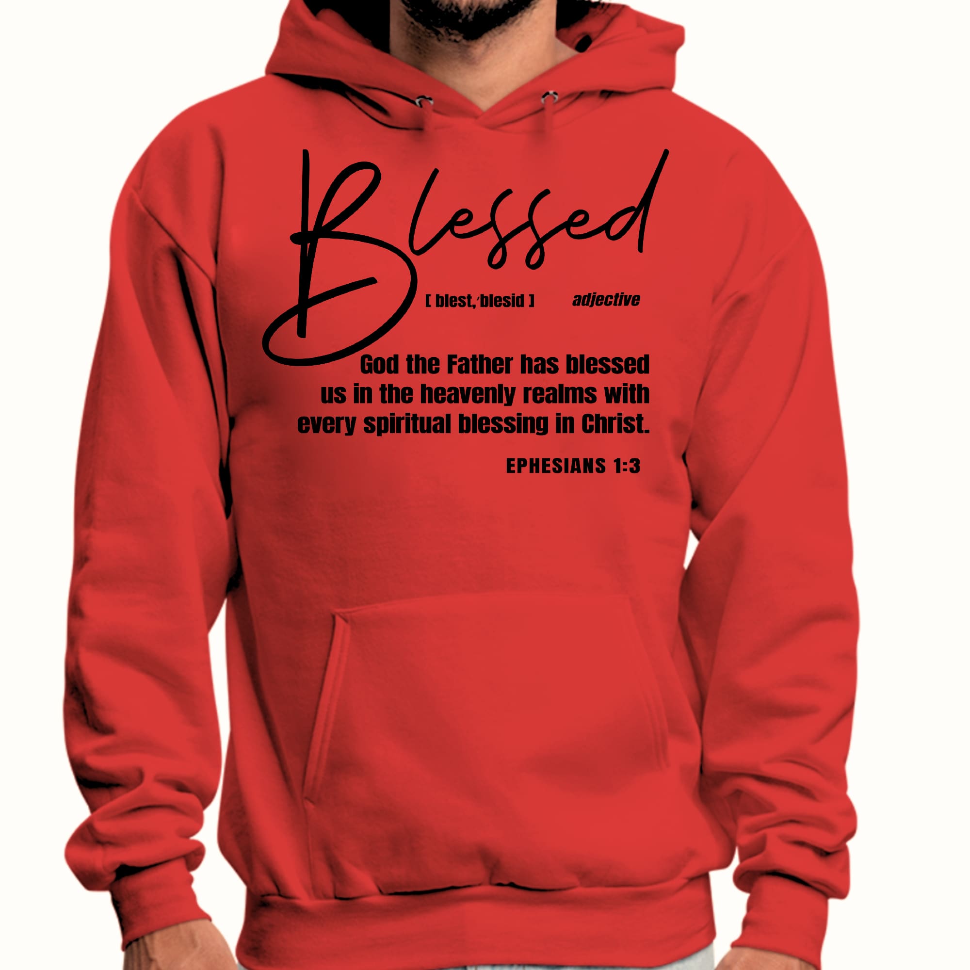 Mens Graphic Hoodie Blessed in Christ