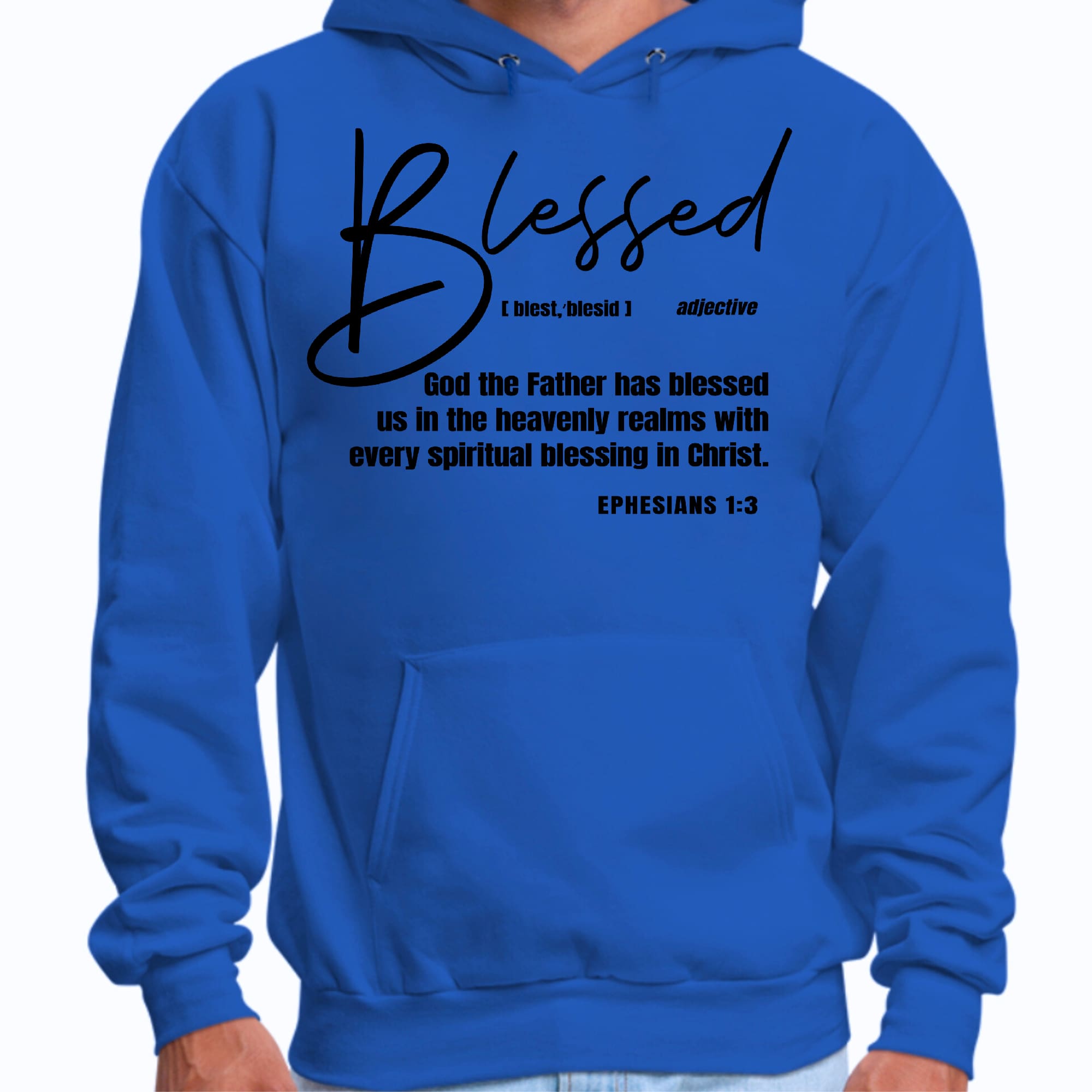 Mens Graphic Hoodie Blessed in Christ