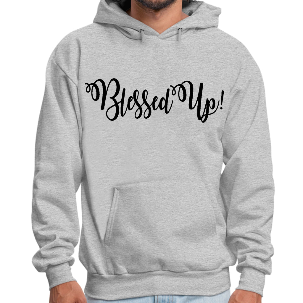 Mens Graphic Hoodie Blessed Up Quote Black Illustration