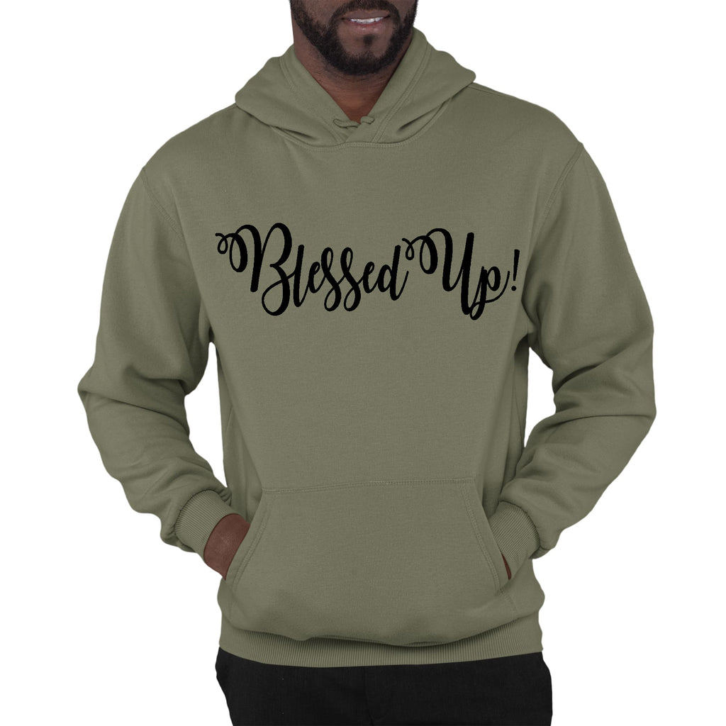Mens Graphic Hoodie Blessed Up Quote Black Illustration
