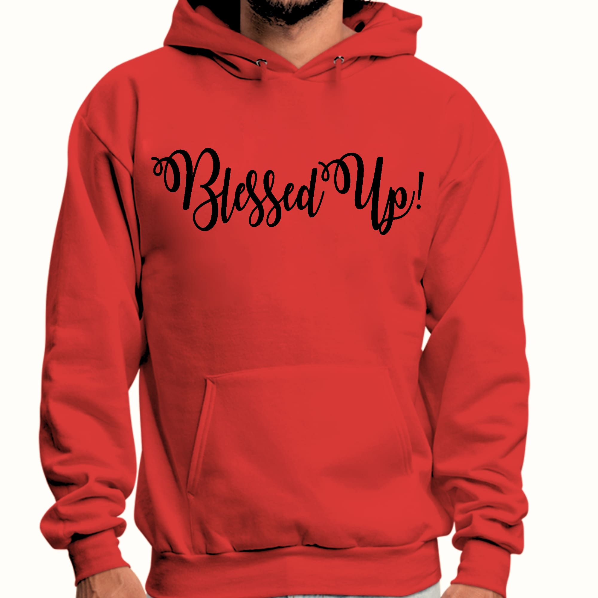 Mens Graphic Hoodie Blessed Up Quote Black Illustration
