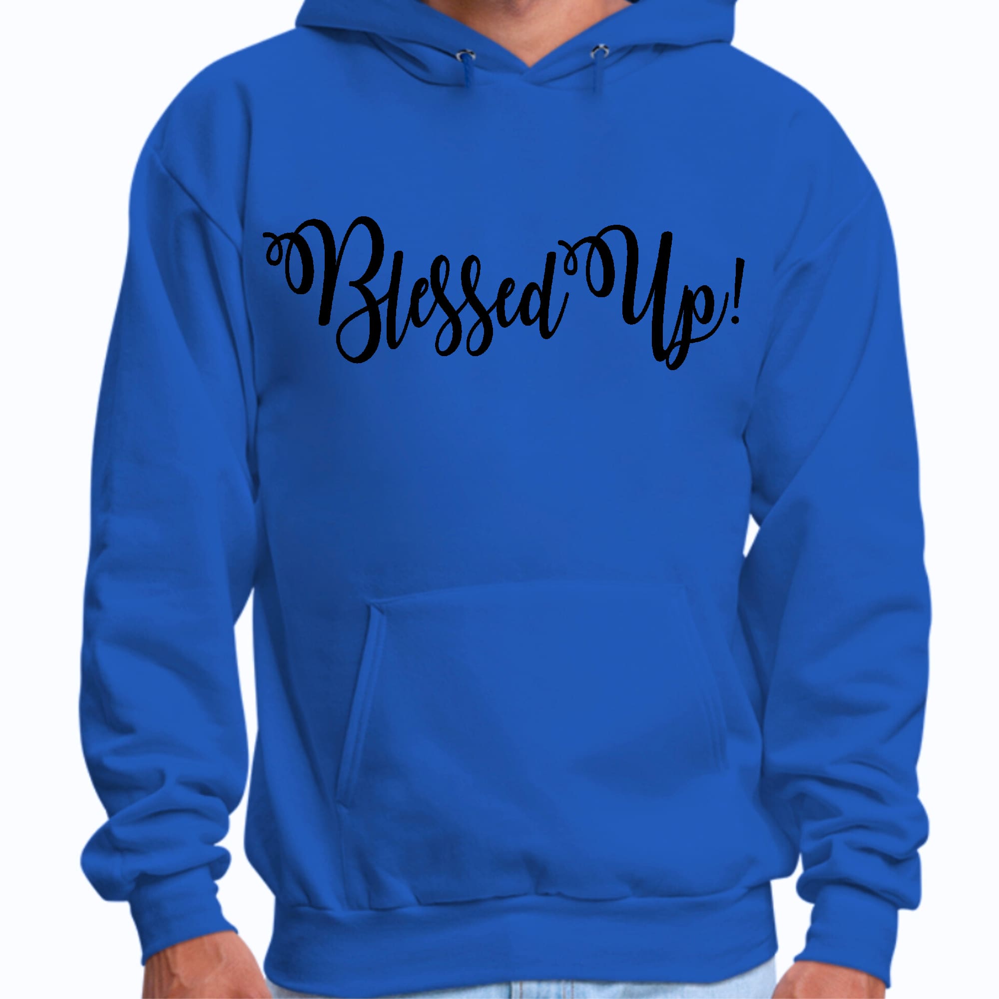 Mens Graphic Hoodie Blessed Up Quote Black Illustration