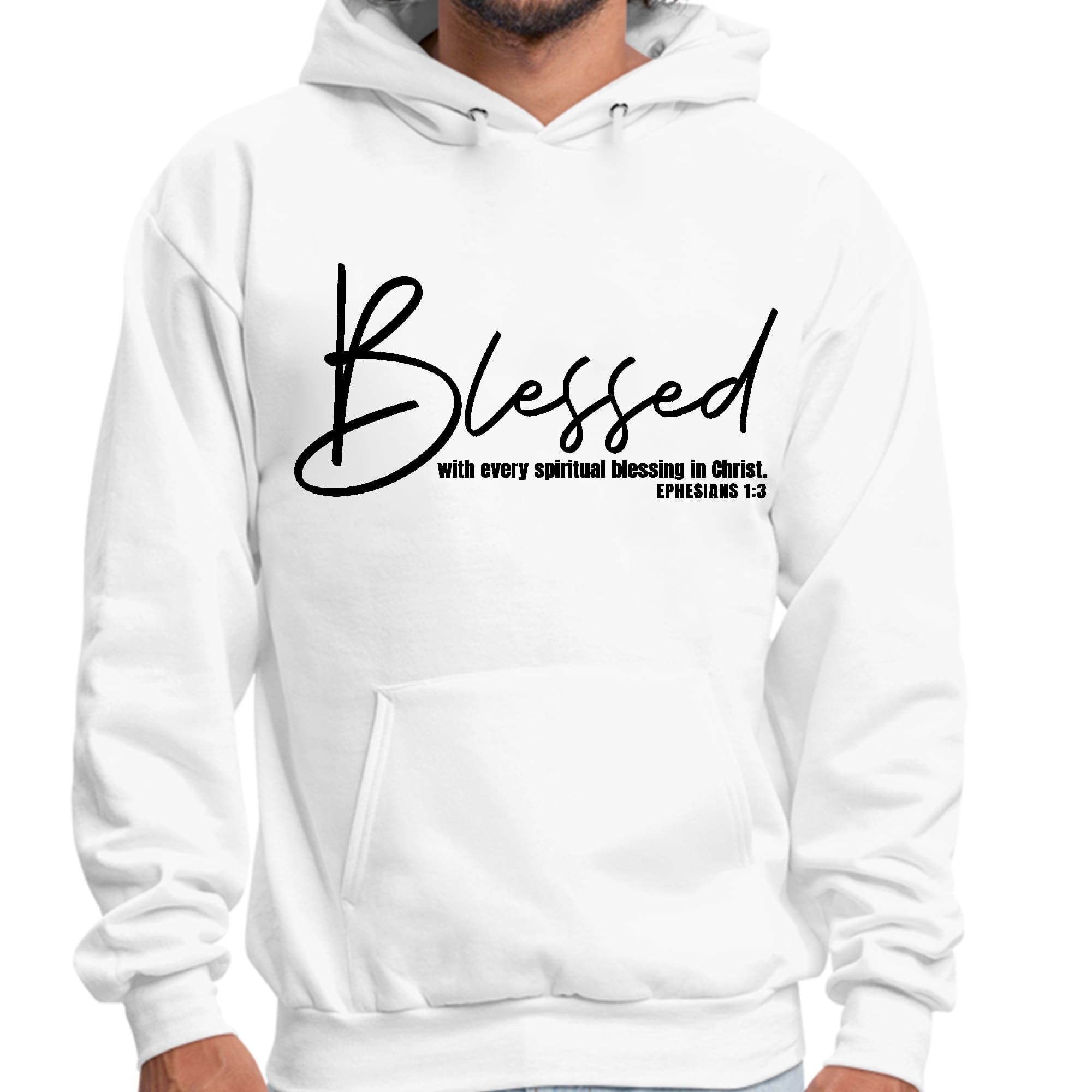 Mens Graphic Hoodie Blessed with Every Spiritual Blessing Black Print