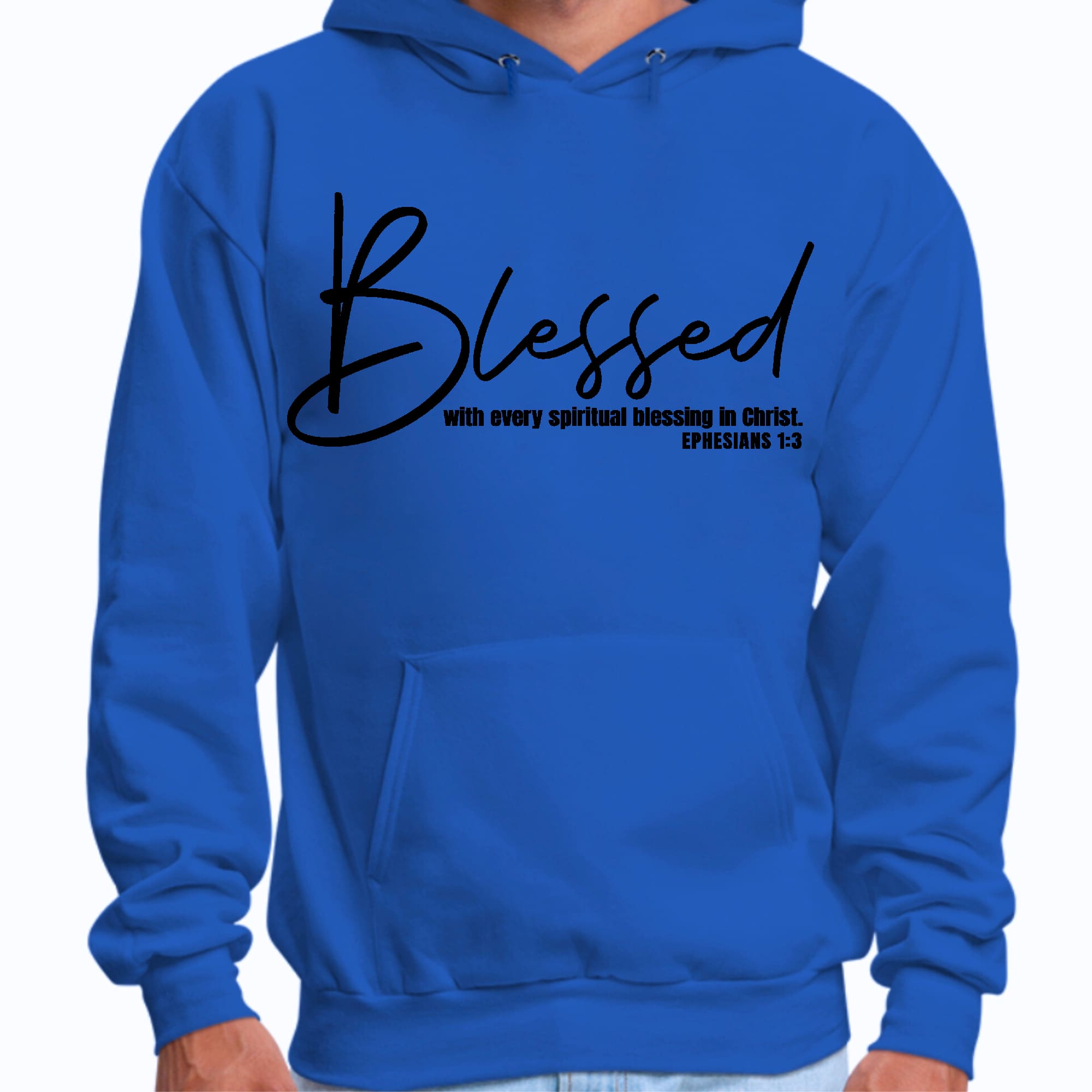 Mens Graphic Hoodie Blessed with Every Spiritual Blessing Black Print