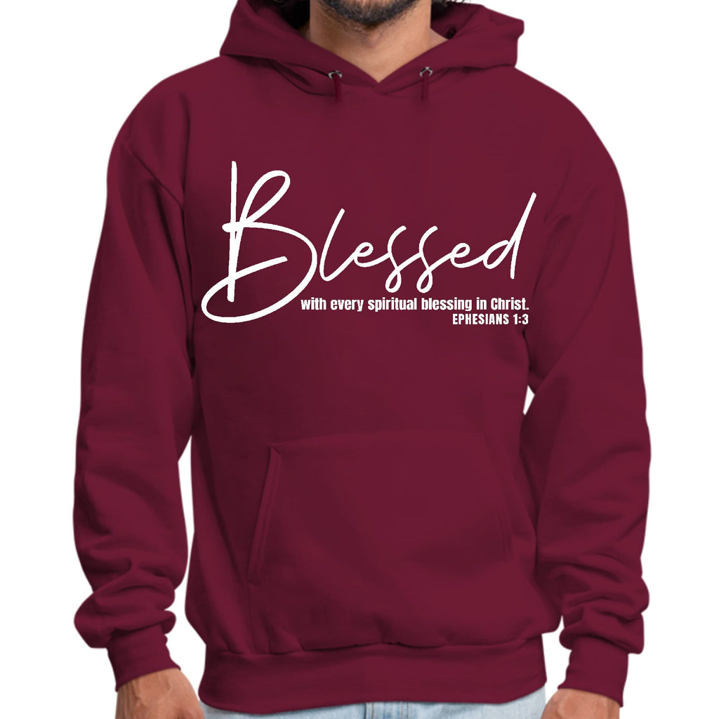 Mens Graphic Hoodie Blessed with Every Spiritual Blessing White Print