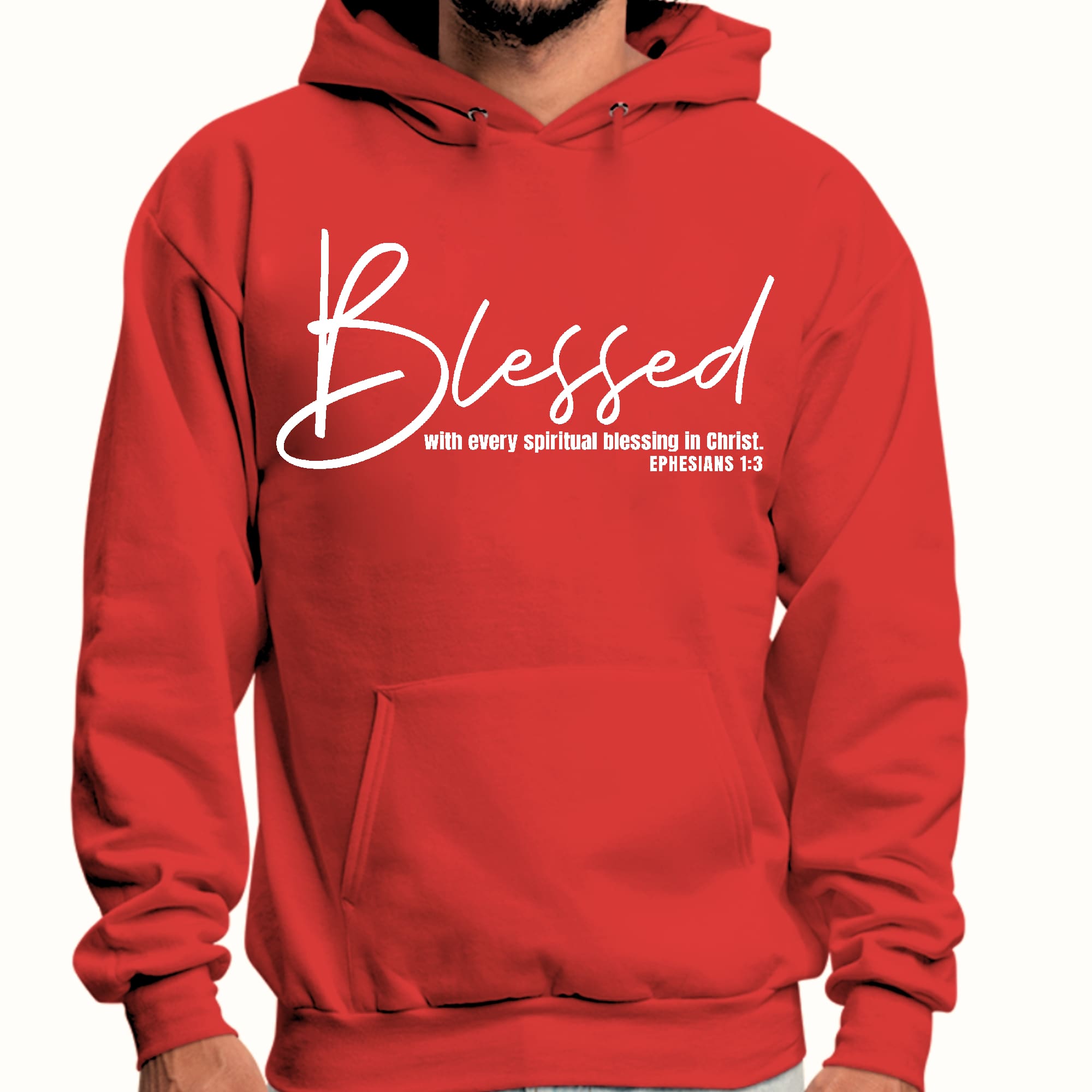 Mens Graphic Hoodie Blessed with Every Spiritual Blessing White Print