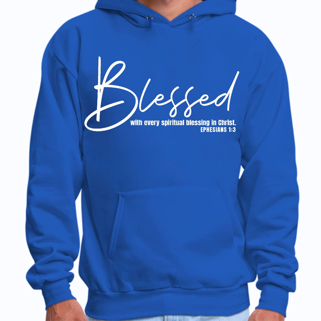 Mens Graphic Hoodie Blessed with Every Spiritual Blessing White Print