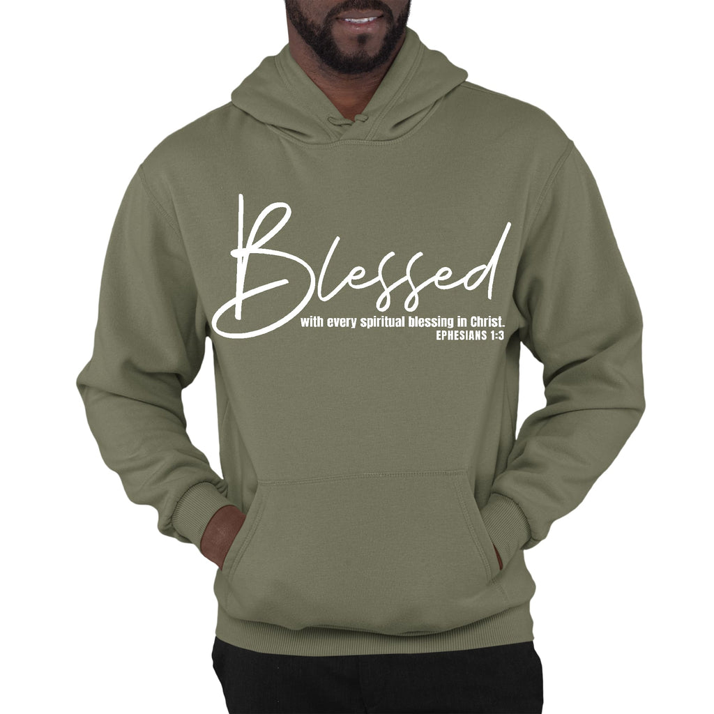 Mens Graphic Hoodie Blessed with Every Spiritual Blessing White Print