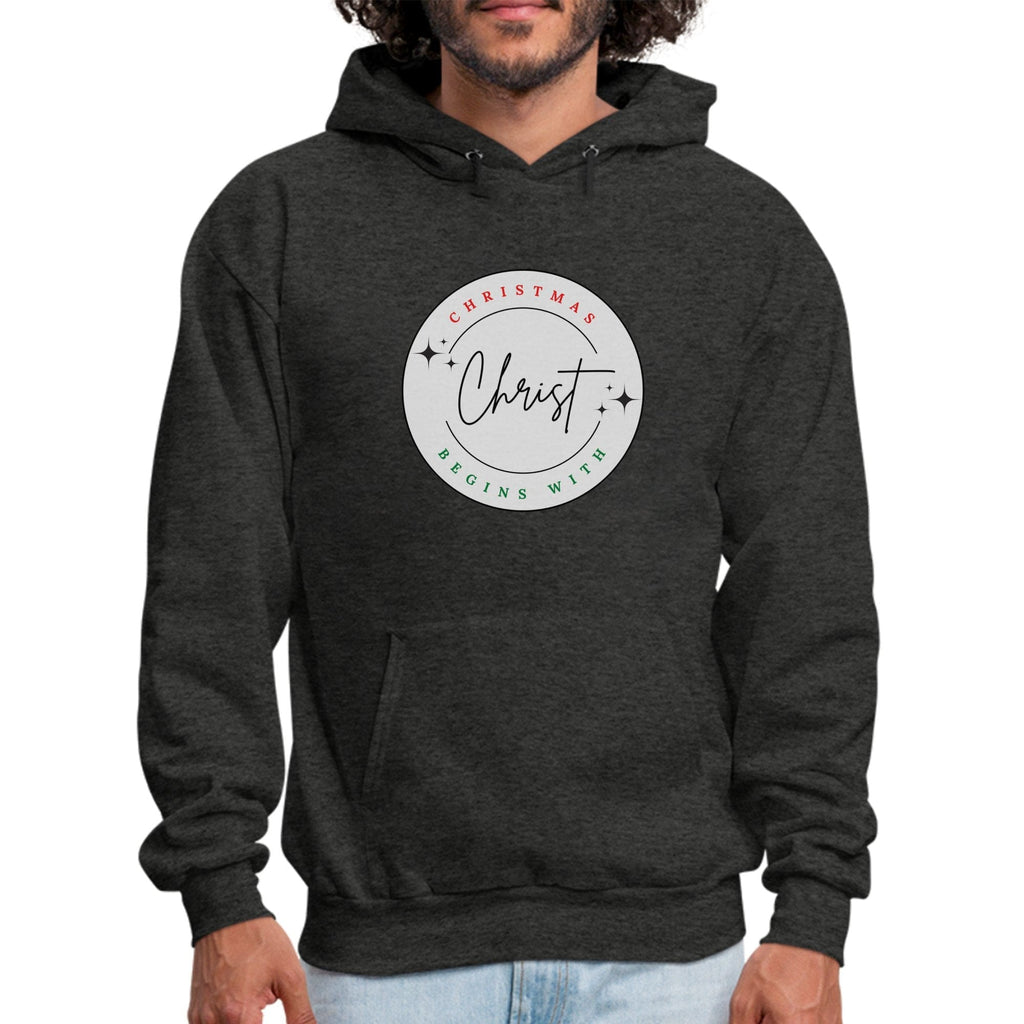 Mens Graphic Hoodie - Christmas Begins with Christ