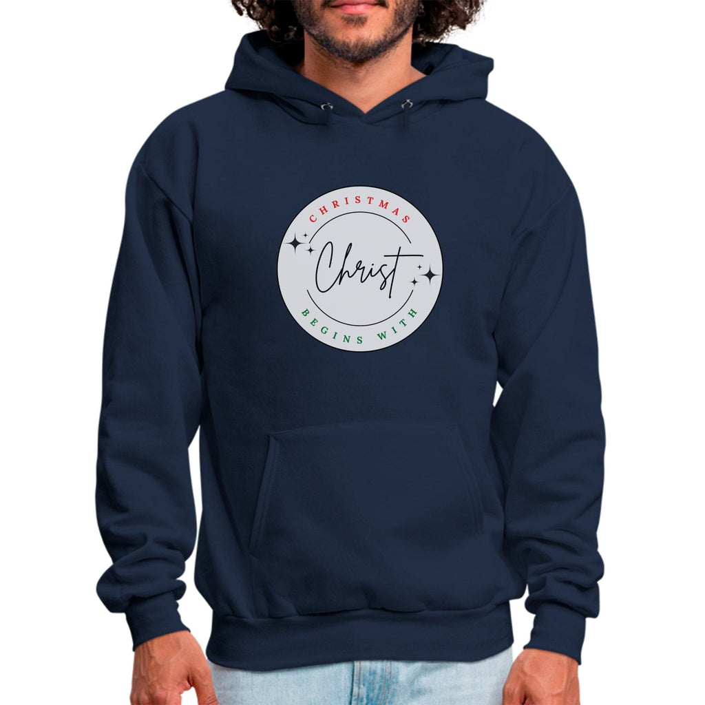 Mens Graphic Hoodie - Christmas Begins with Christ