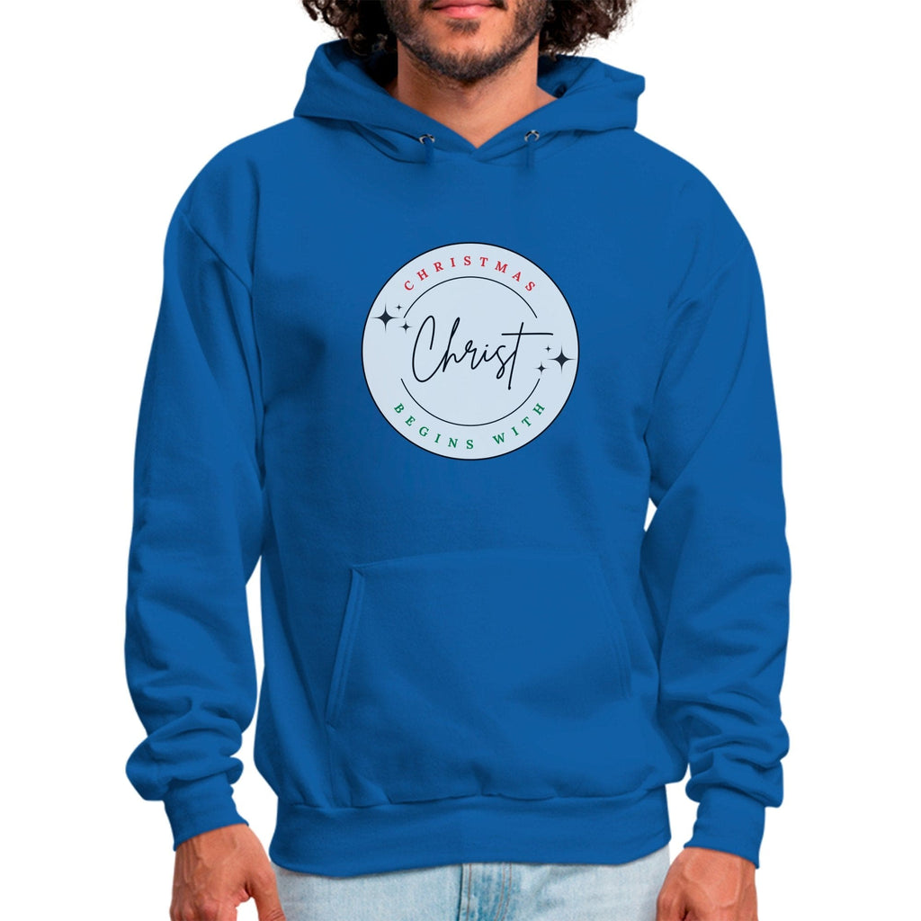 Mens Graphic Hoodie - Christmas Begins with Christ