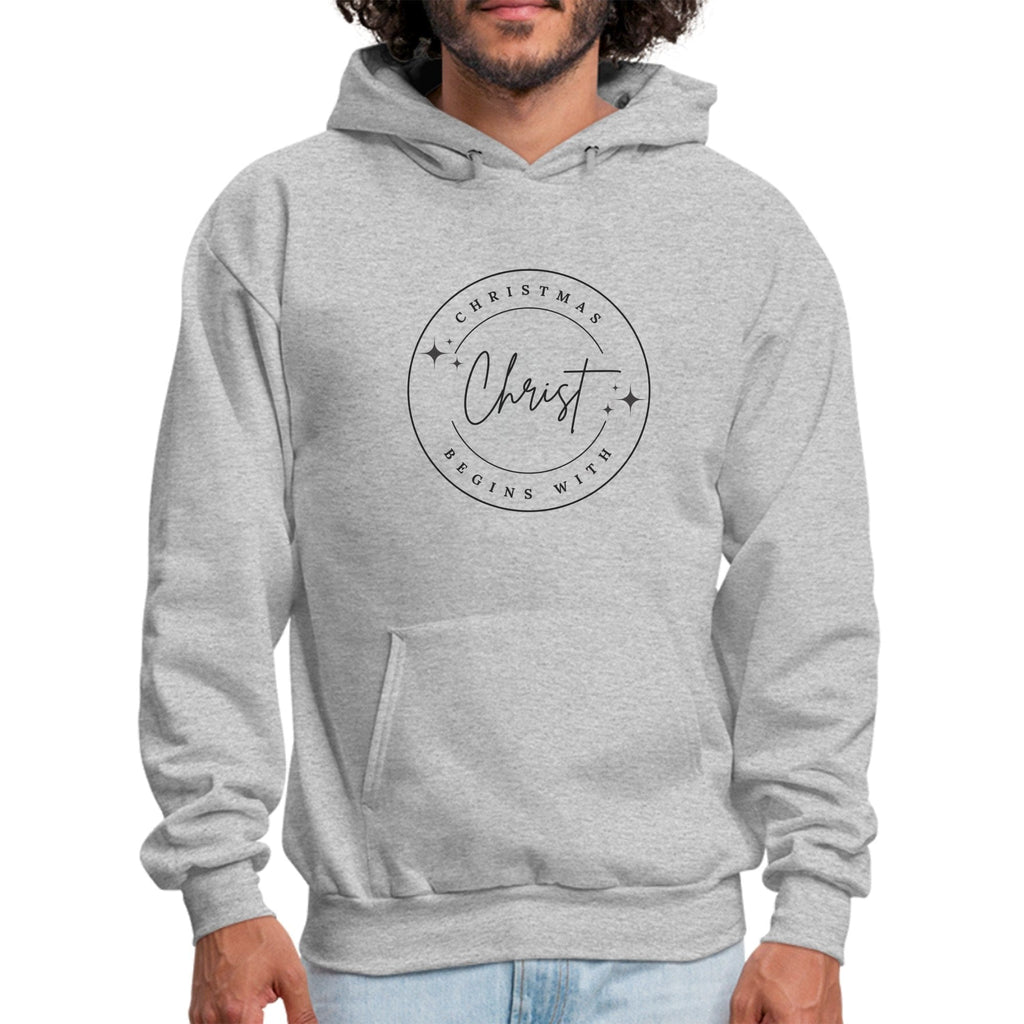Mens Graphic Hoodie - Christmas Begins with Christ
