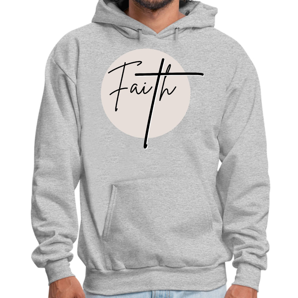 Mens Graphic Hoodie Faith - Christian Affirmation - Black and Beige