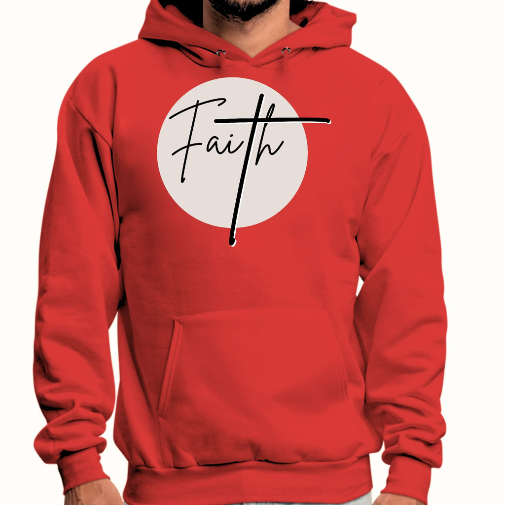 Mens Graphic Hoodie Faith - Christian Affirmation - Black and Beige