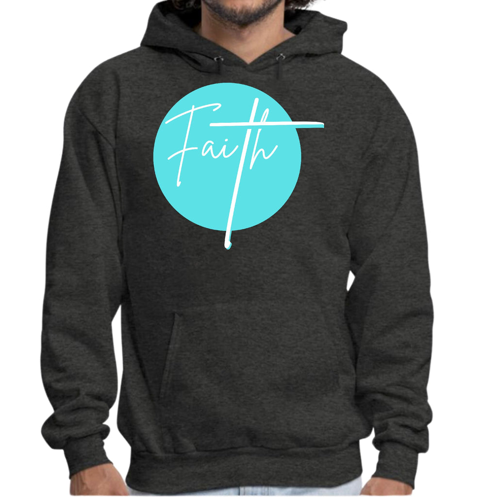 Mens Graphic Hoodie Faith - Christian Affirmation - Cyan Blue