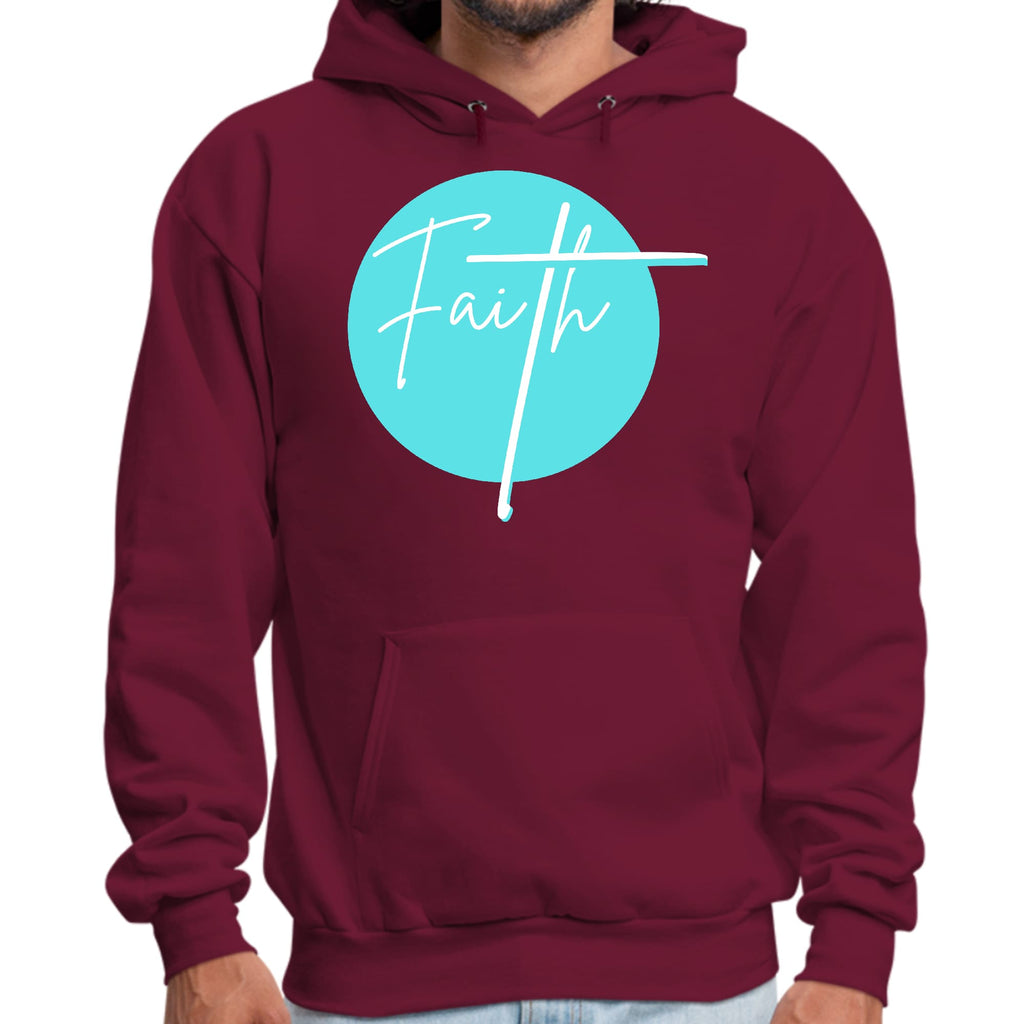 Mens Graphic Hoodie Faith - Christian Affirmation - Cyan Blue