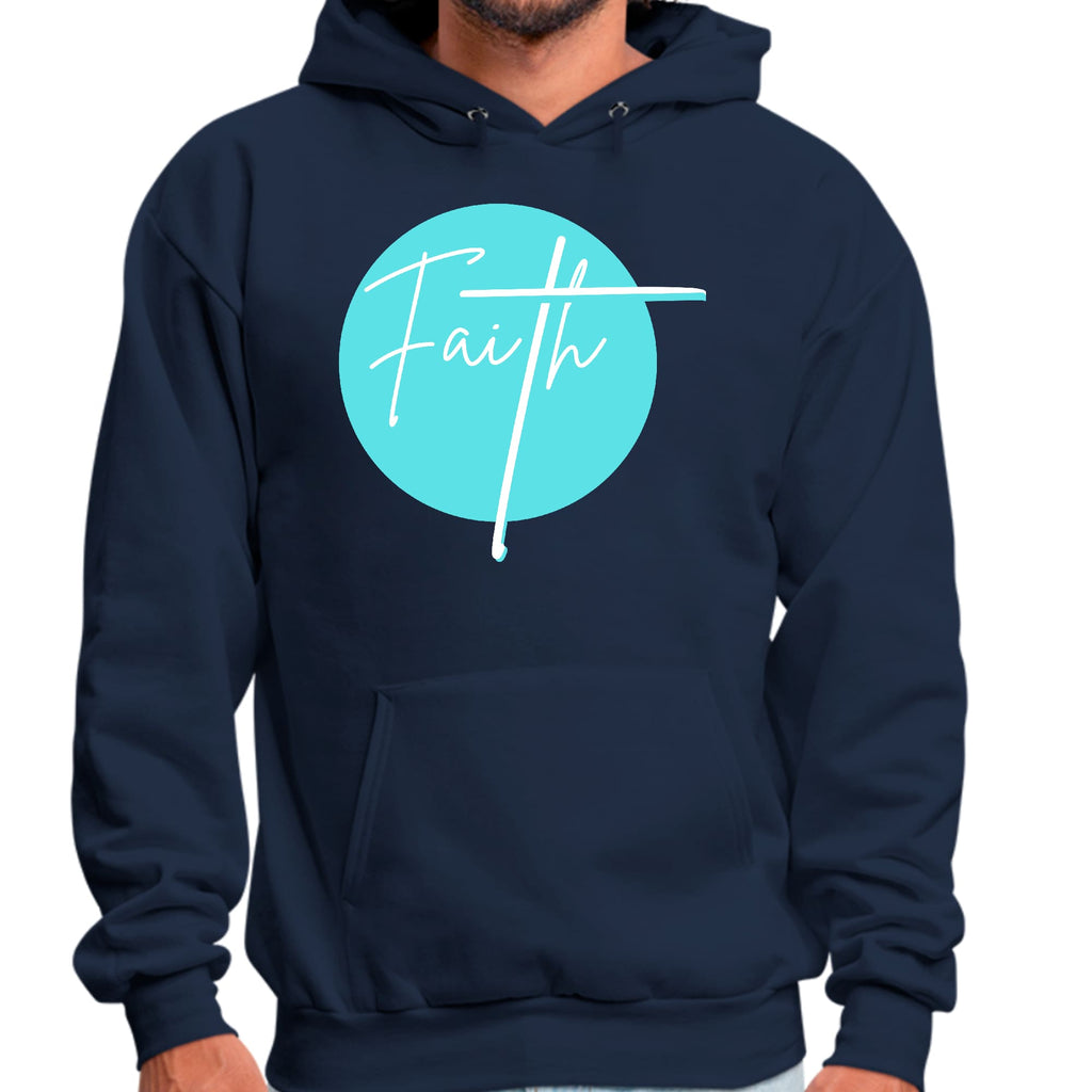 Mens Graphic Hoodie Faith - Christian Affirmation - Cyan Blue