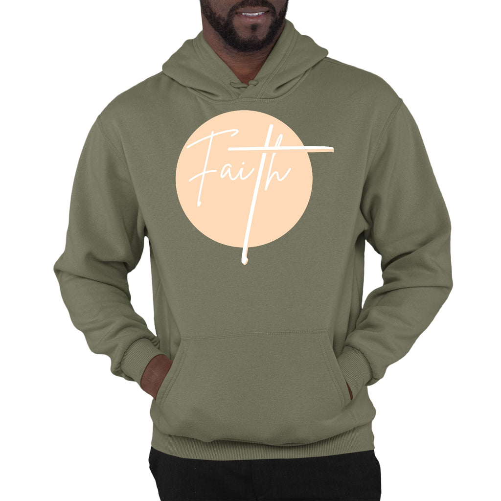 Mens Graphic Hoodie Faith - Christian Affirmation - Peach and White