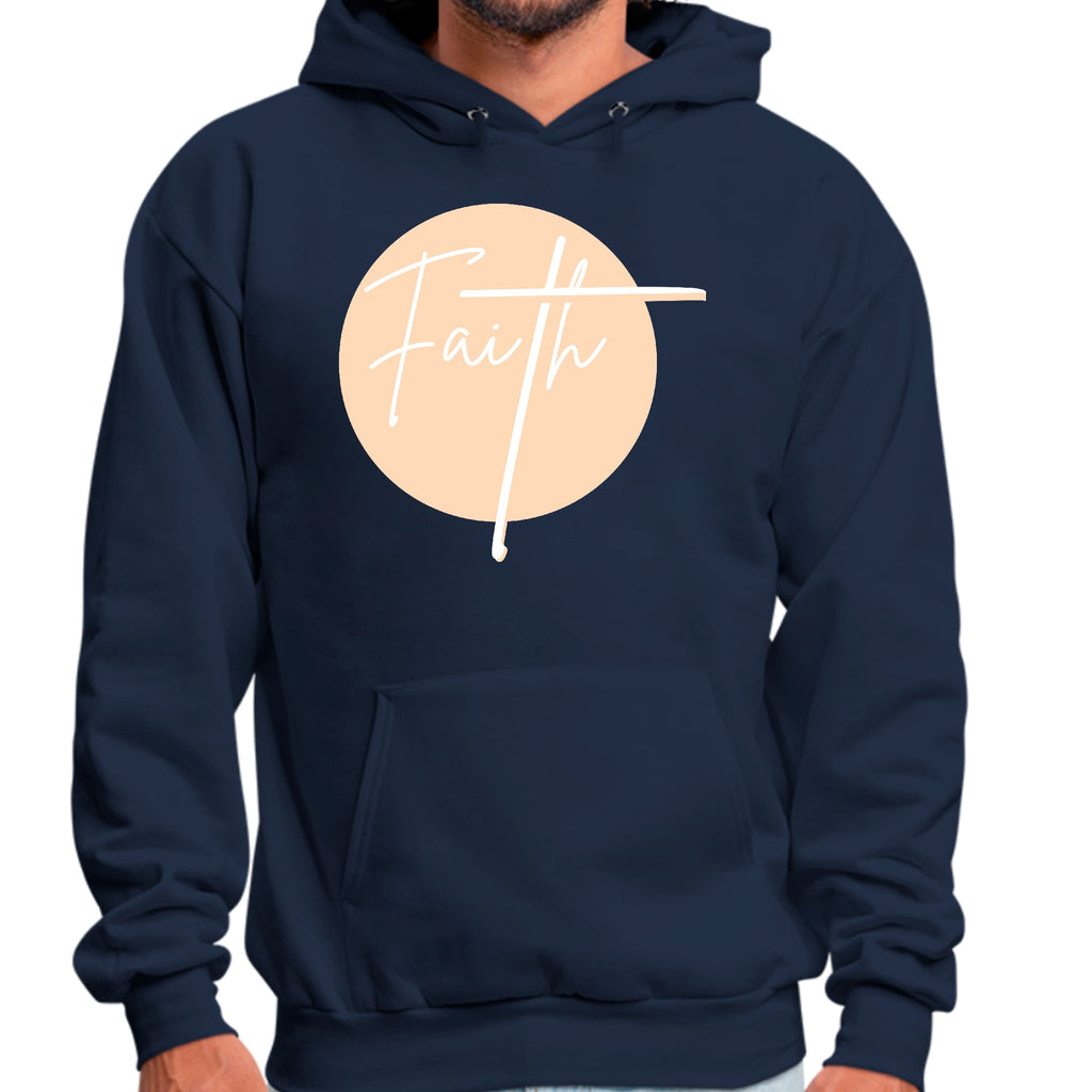 Mens Graphic Hoodie Faith - Christian Affirmation - Peach and White