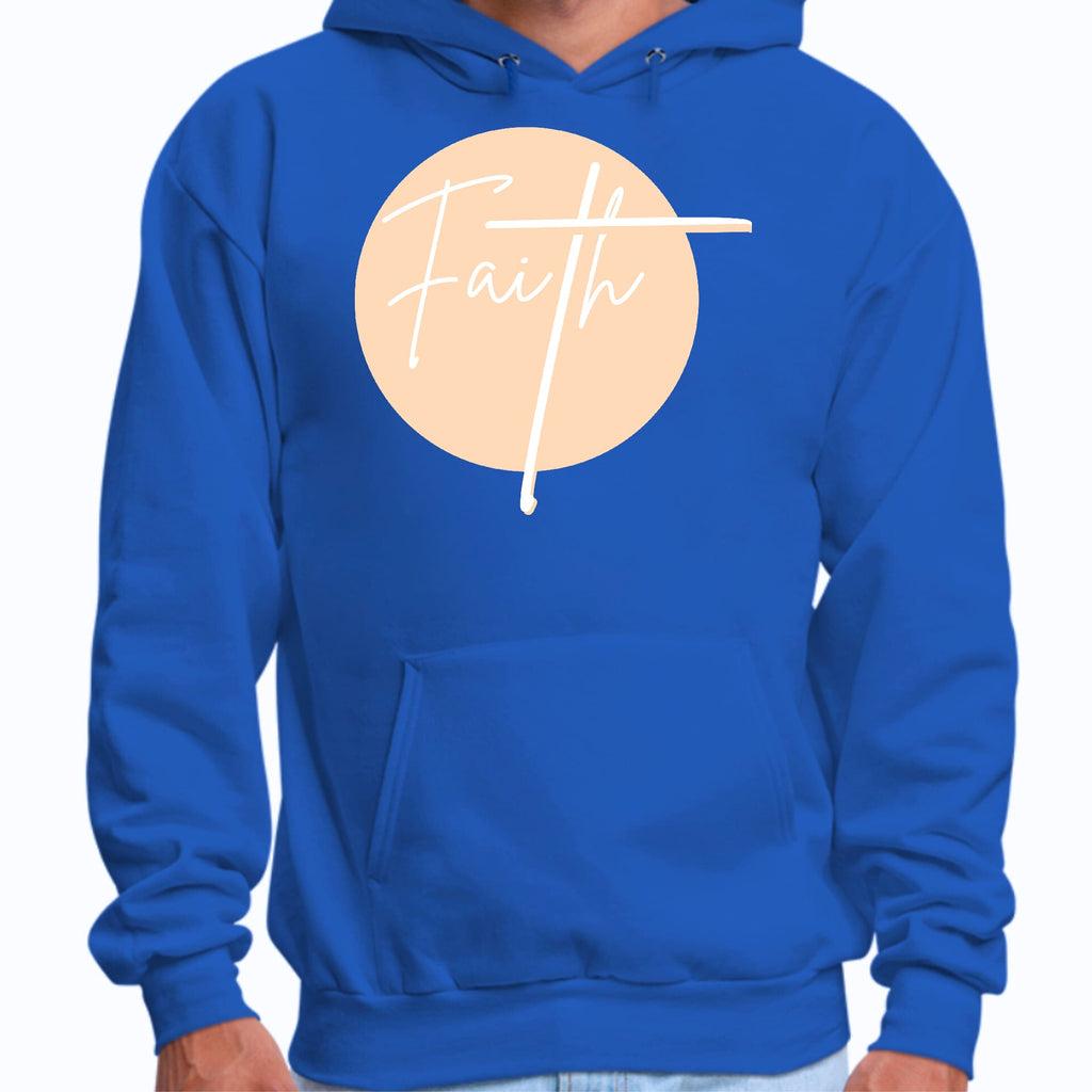 Mens Graphic Hoodie Faith - Christian Affirmation - Peach and White