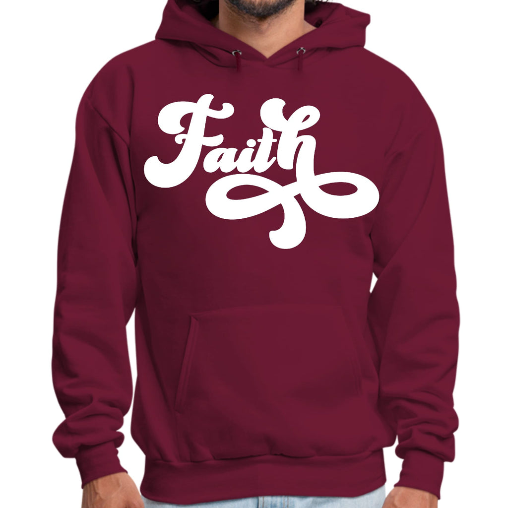 Mens Graphic Hoodie Faith Script Illustration
