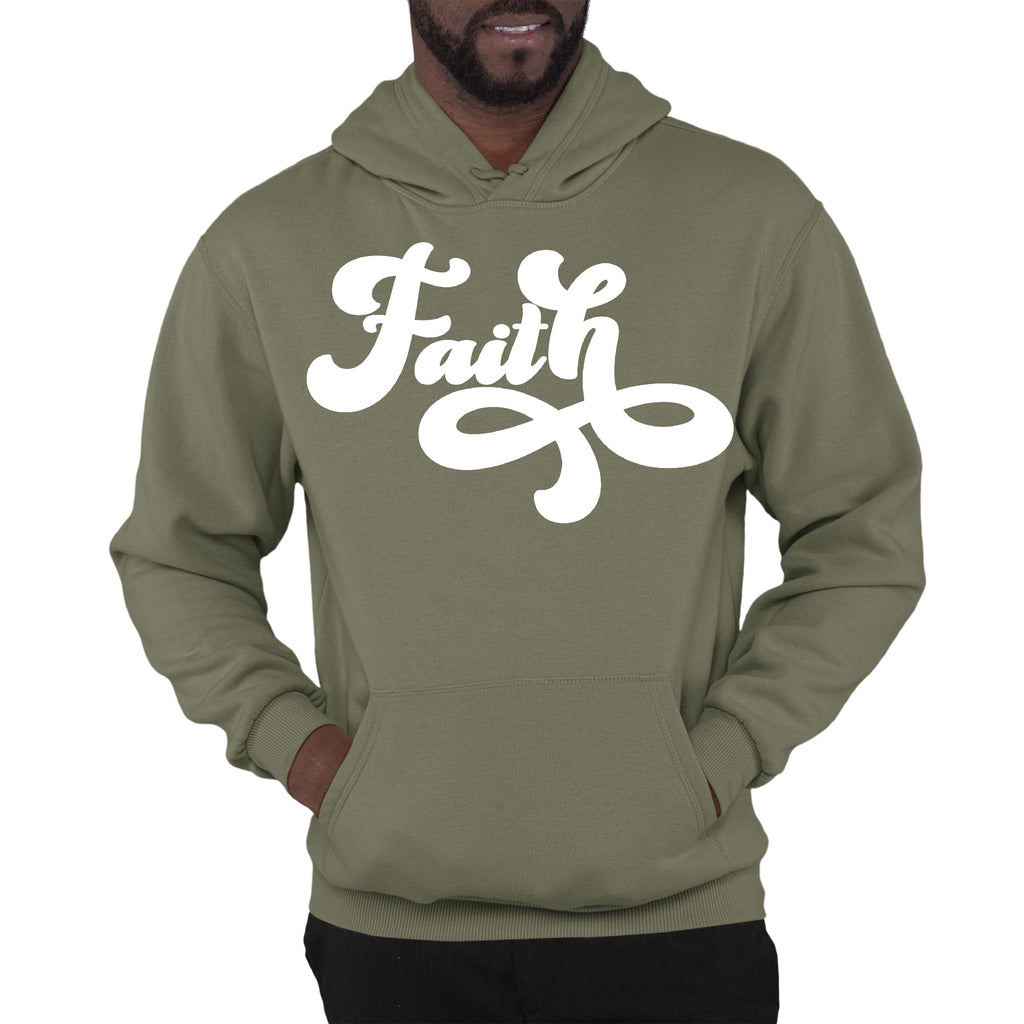 Mens Graphic Hoodie Faith Script Illustration