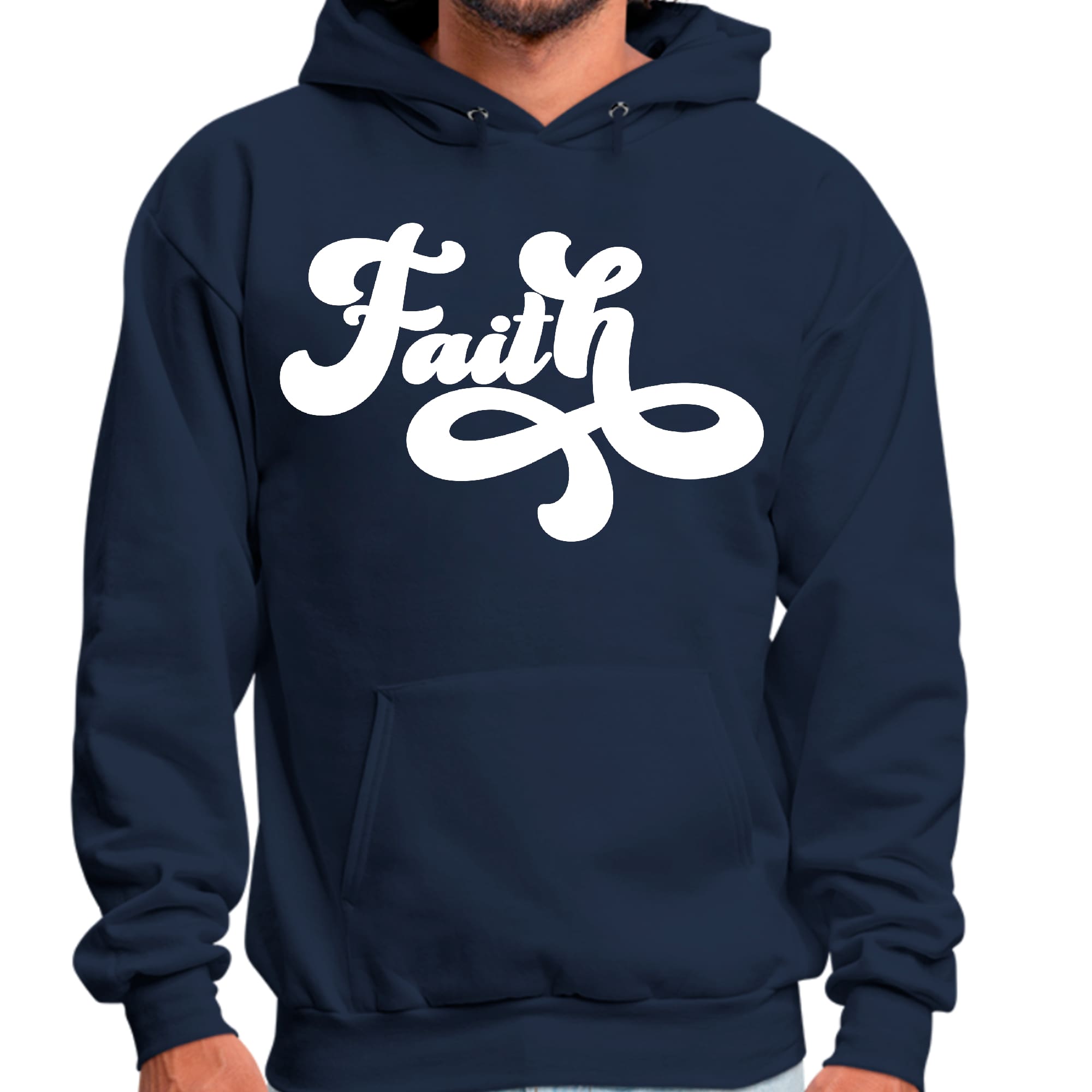 Mens Graphic Hoodie Faith Script Illustration