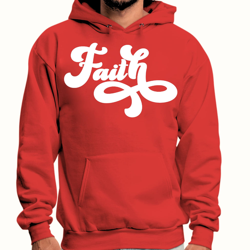 Mens Graphic Hoodie Faith Script Illustration