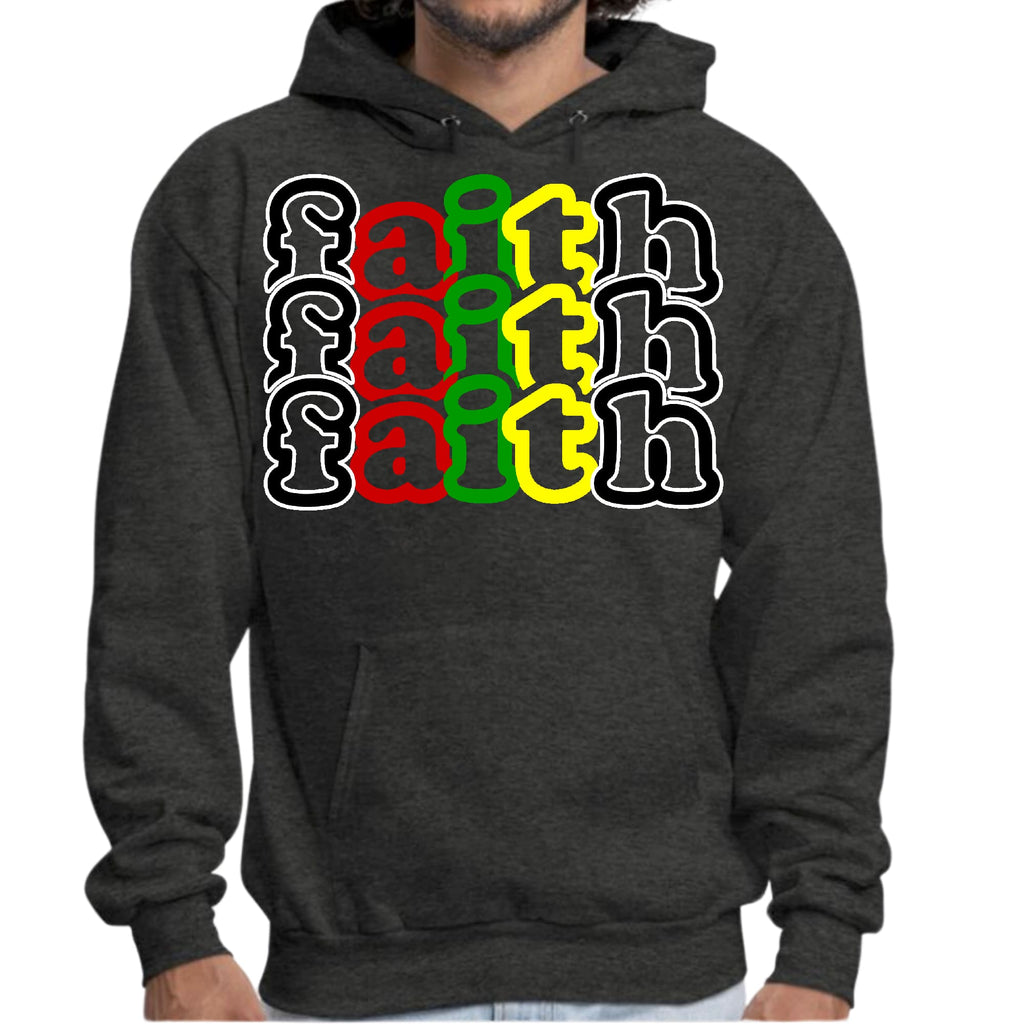 Mens Graphic Hoodie Faith Stack Multicolor Black Illustration