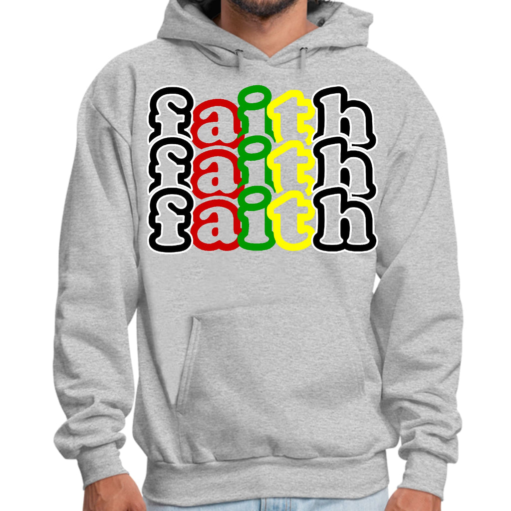 Mens Graphic Hoodie Faith Stack Multicolor Black Illustration