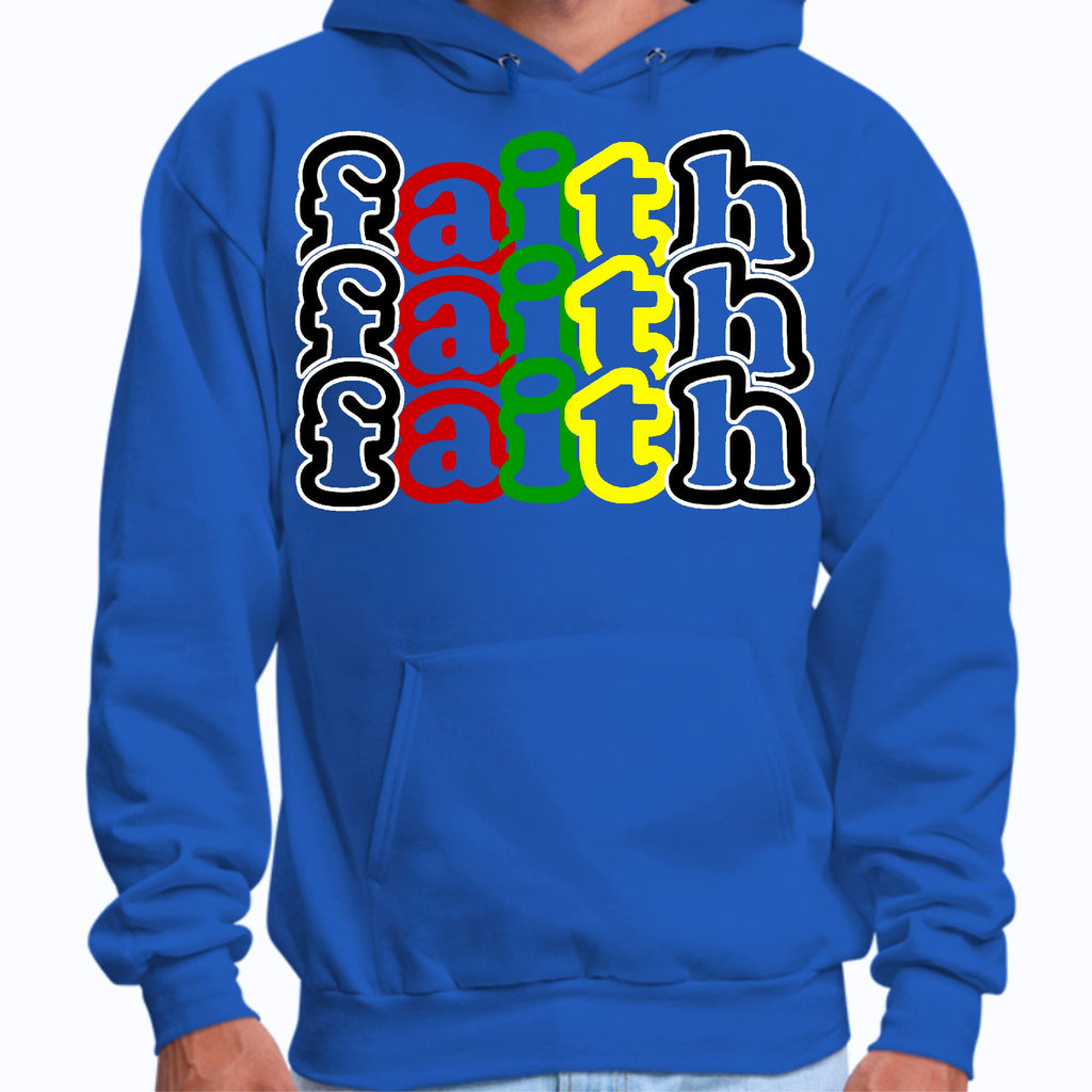 Mens Graphic Hoodie Faith Stack Multicolor Black Illustration