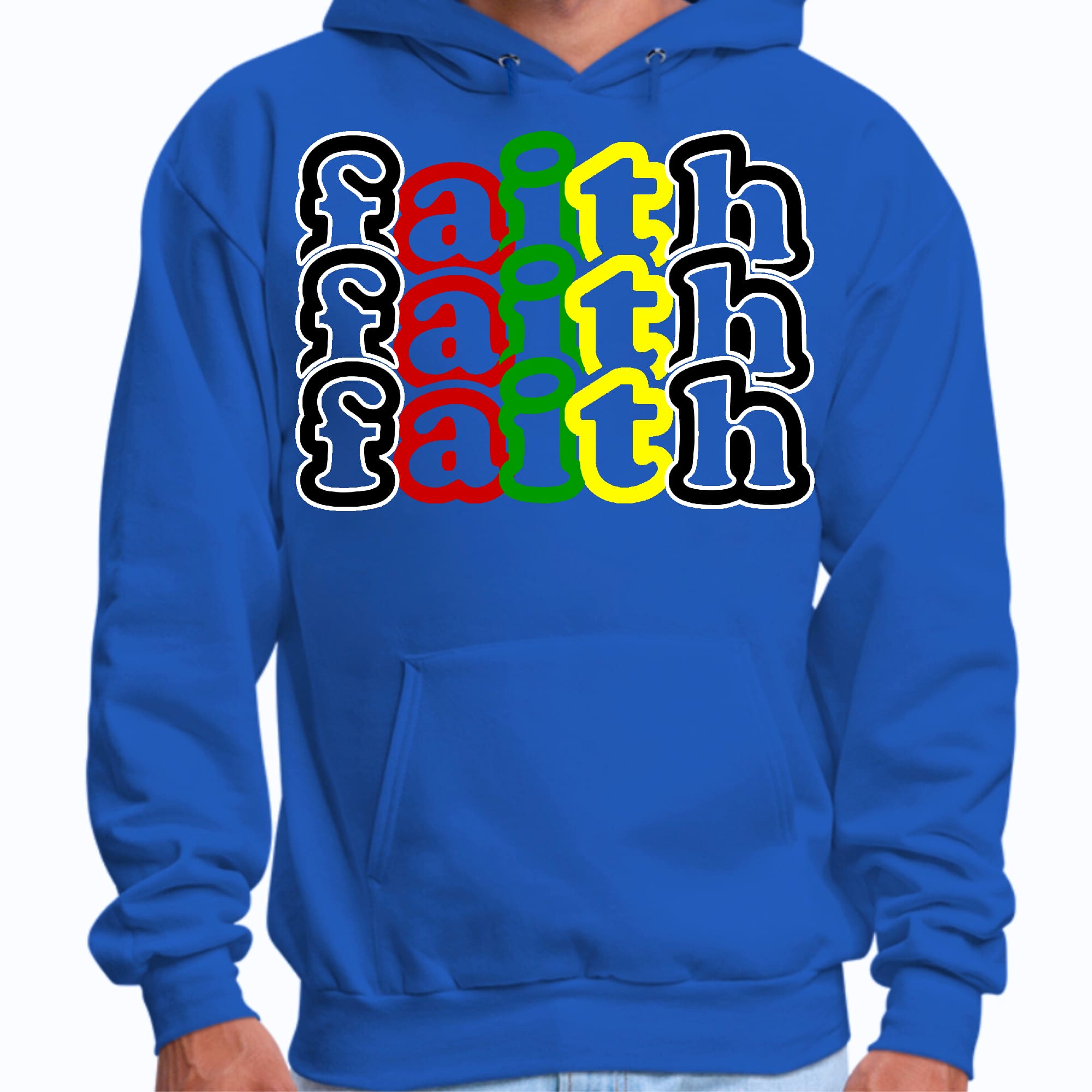 Mens Graphic Hoodie Faith Stack Multicolor Black Illustration