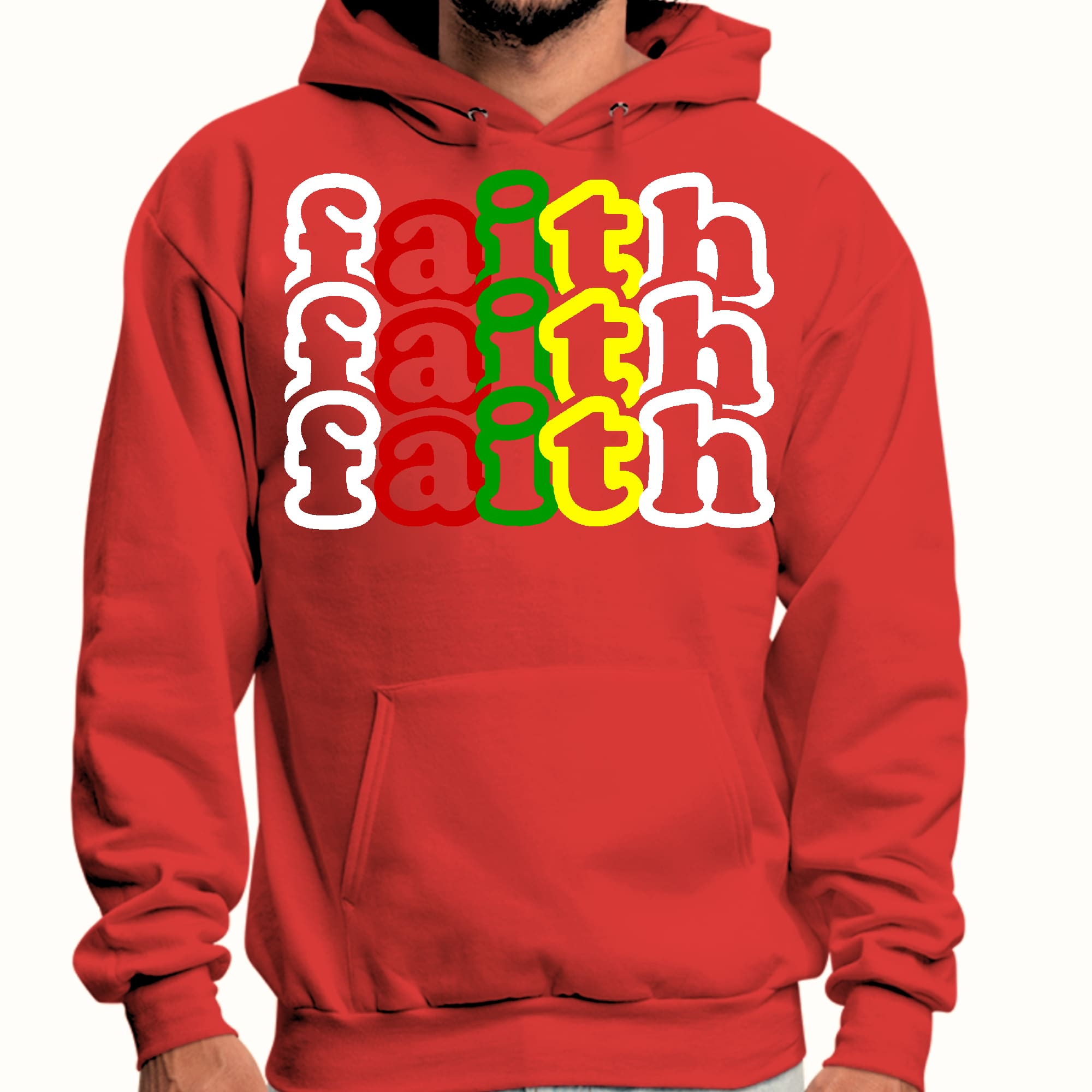 Mens Graphic Hoodie Faith Stack Multicolor Illustration
