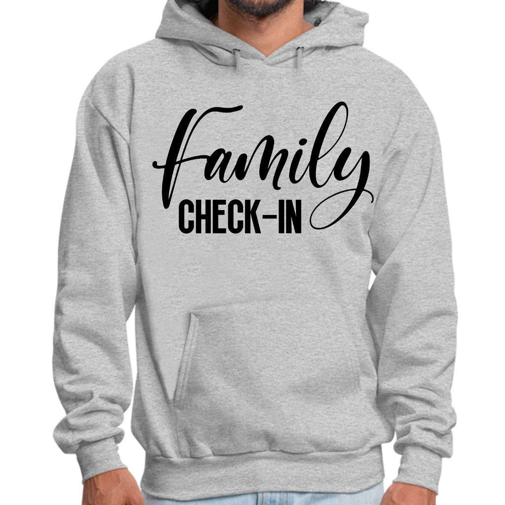 Mens Graphic Hoodie Family Check-in Illustration
