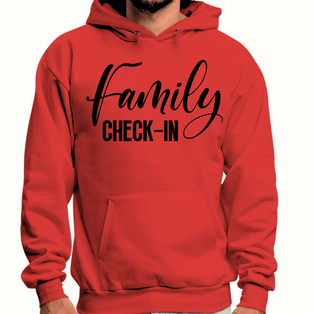 Mens Graphic Hoodie Family Check-in Illustration