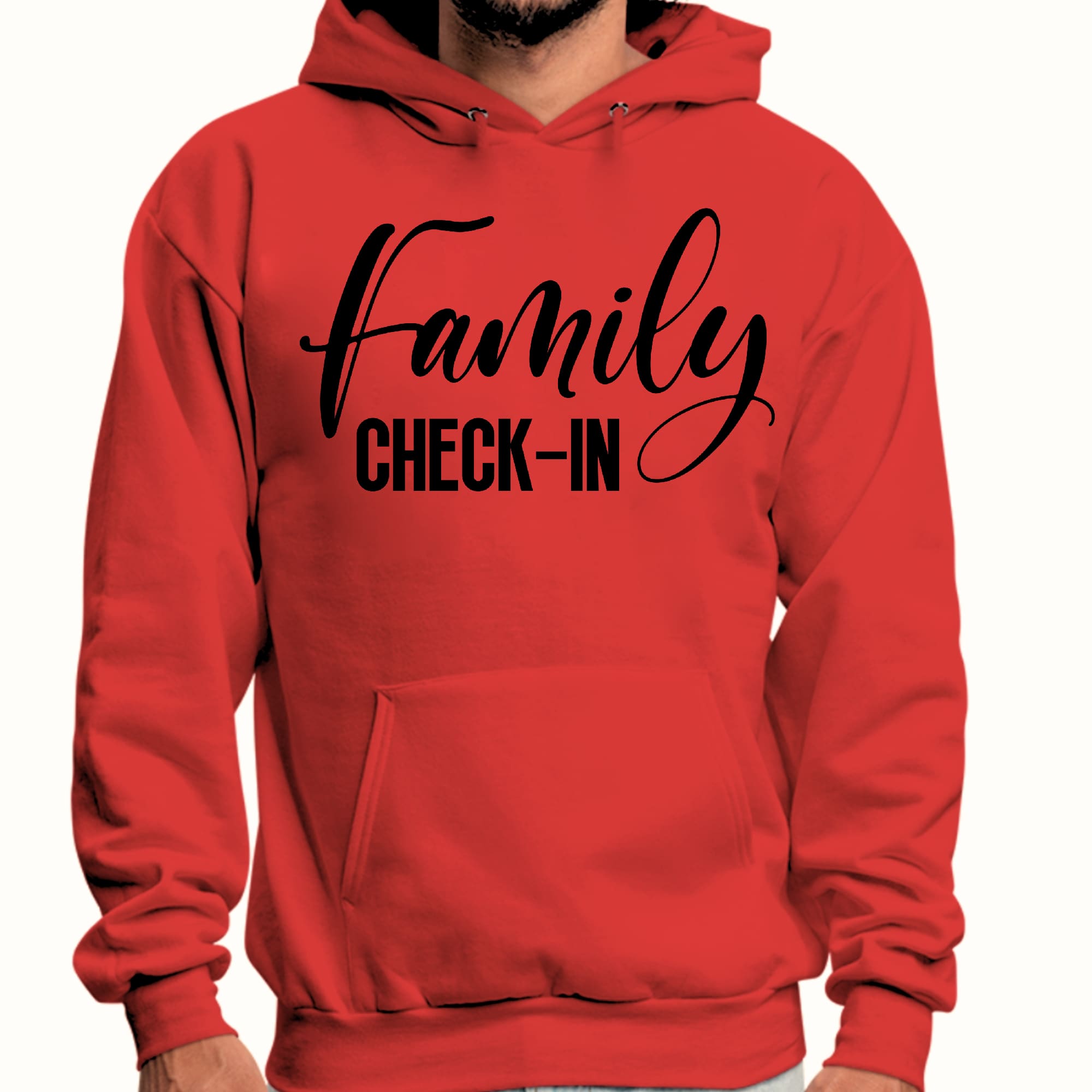 Mens Graphic Hoodie Family Check-in Illustration