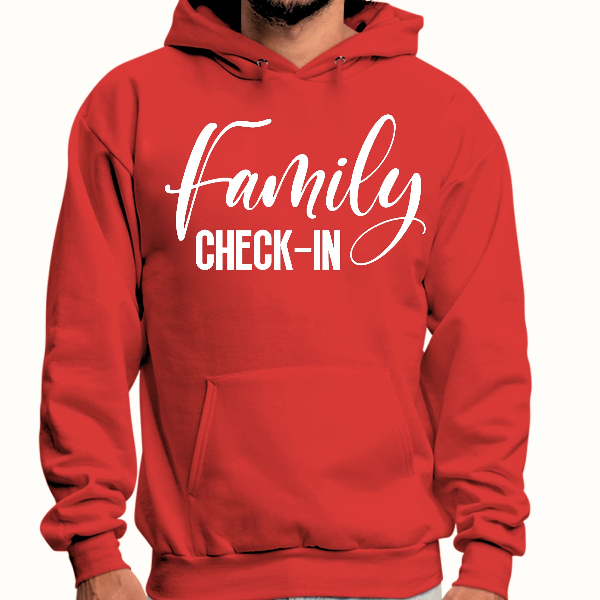 Mens Graphic Hoodie Family Check-in Illustration