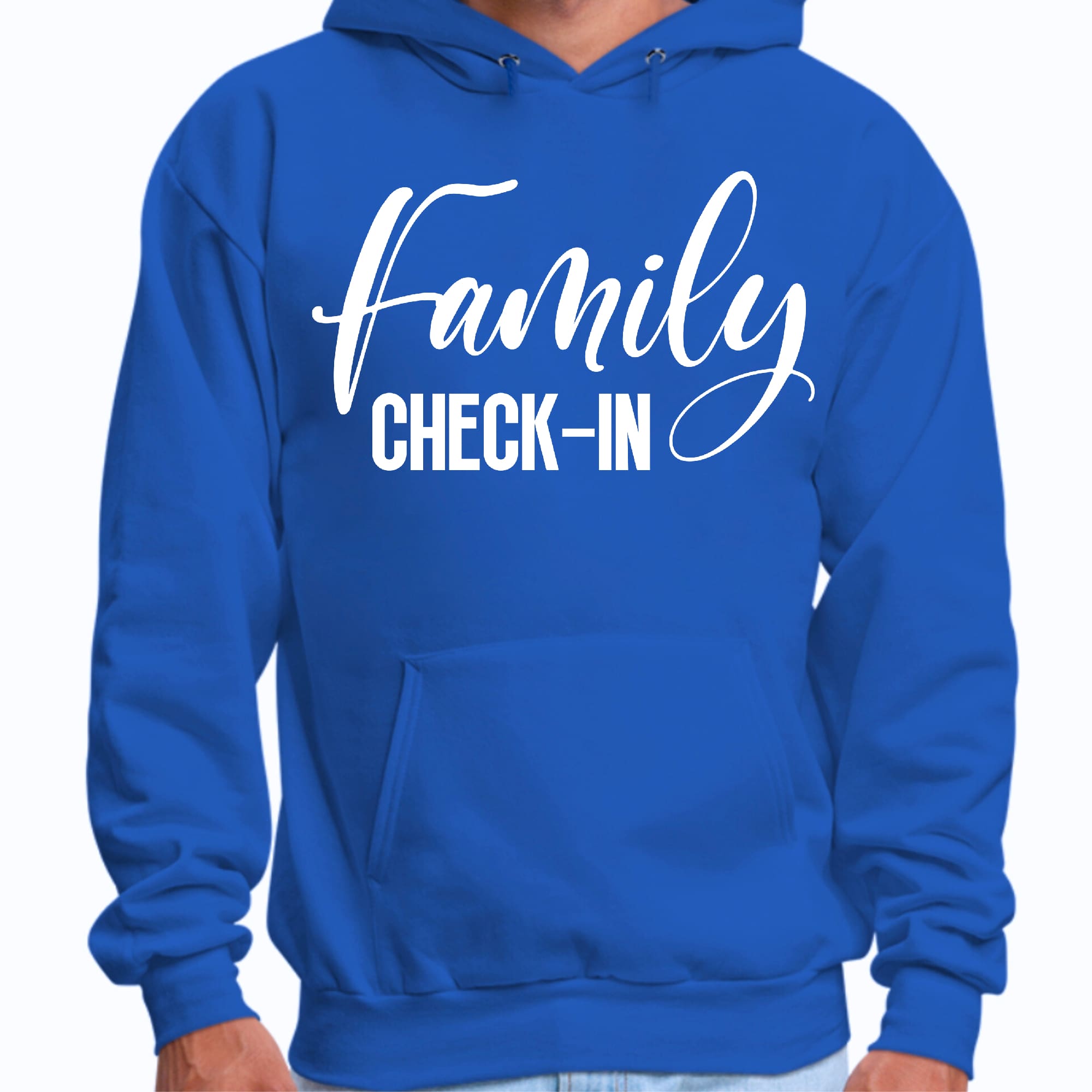 Mens Graphic Hoodie Family Check-in Illustration