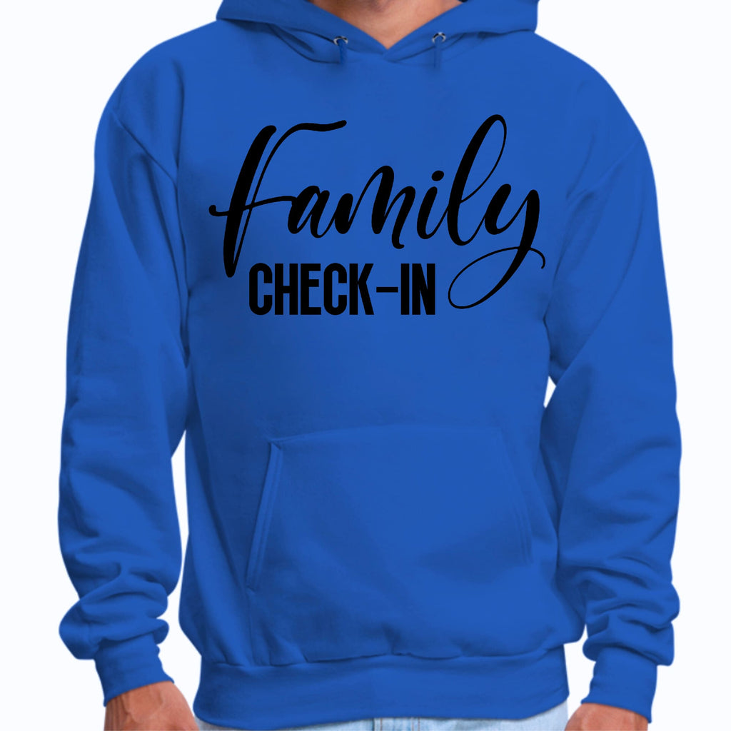 Mens Graphic Hoodie Family Check-in Illustration