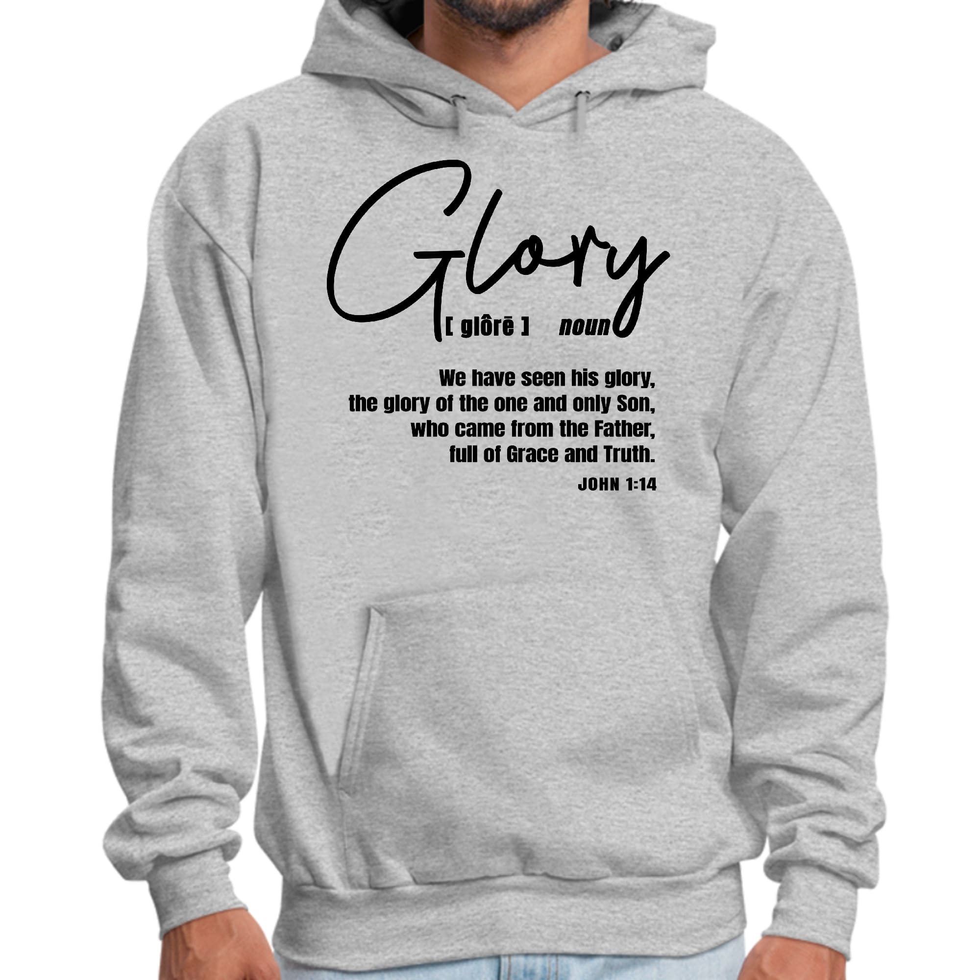 Mens Graphic Hoodie Glory - Christian Inspiration - Black
