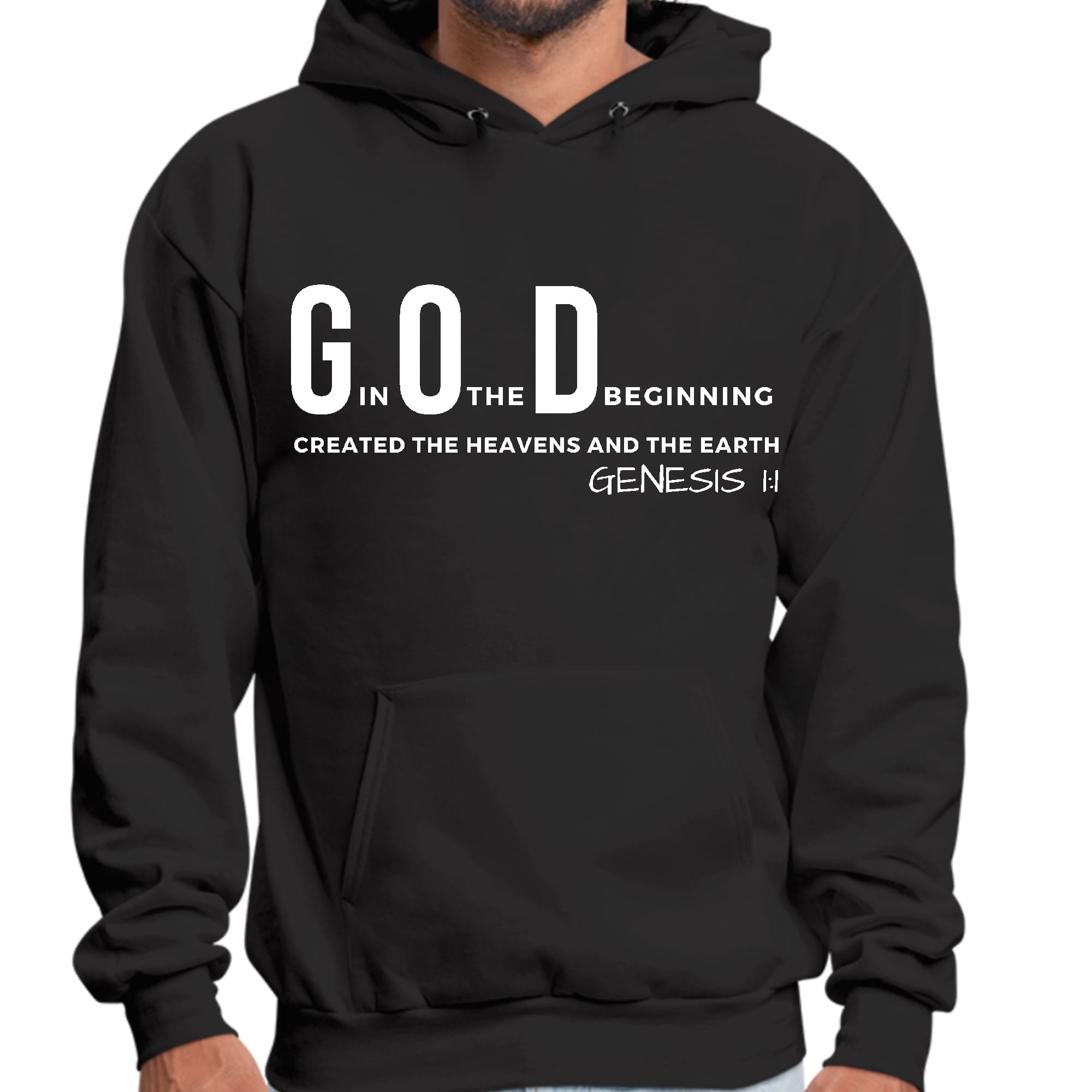 Mens Graphic Hoodie God in the Beginning Print