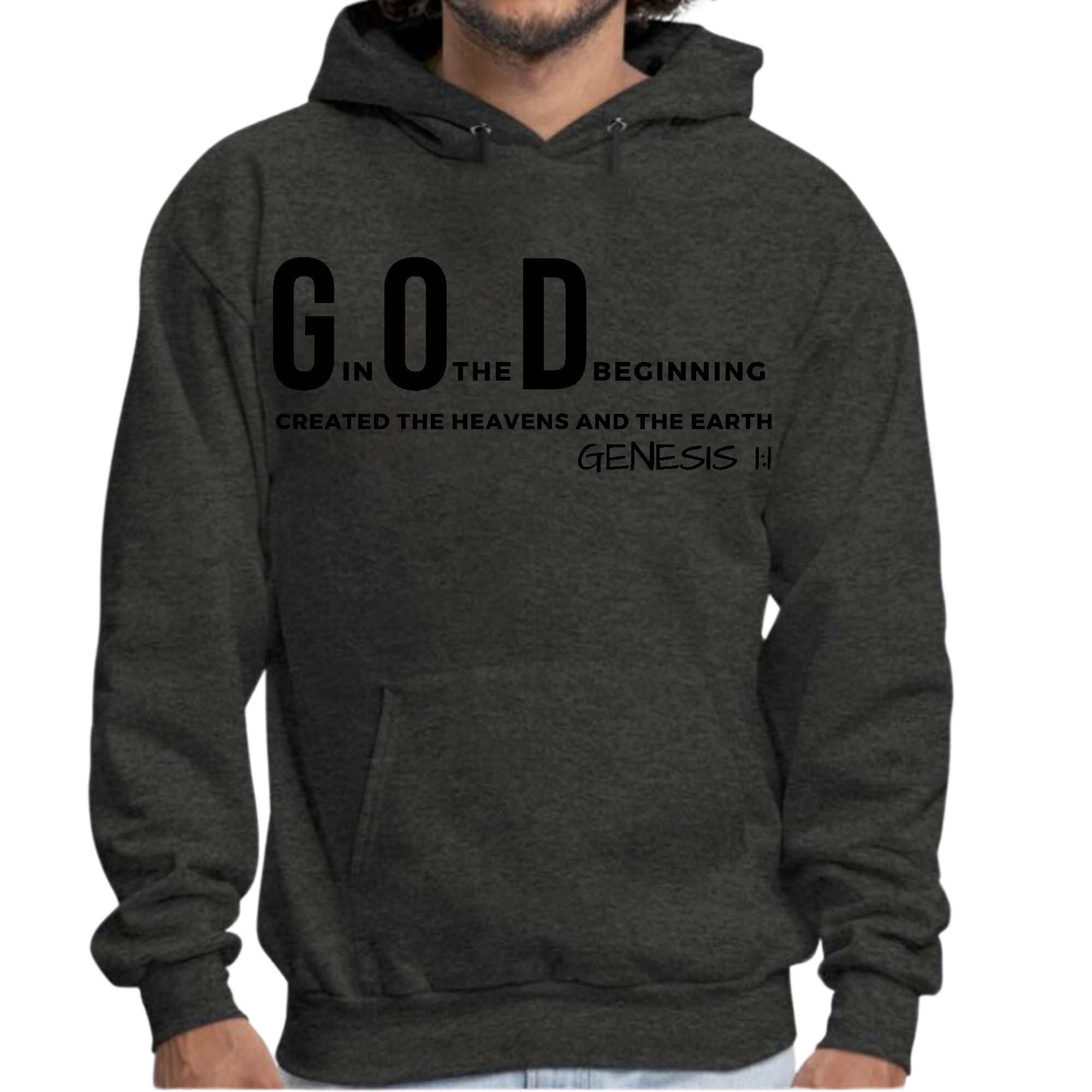Mens Graphic Hoodie God in the Beginning Print