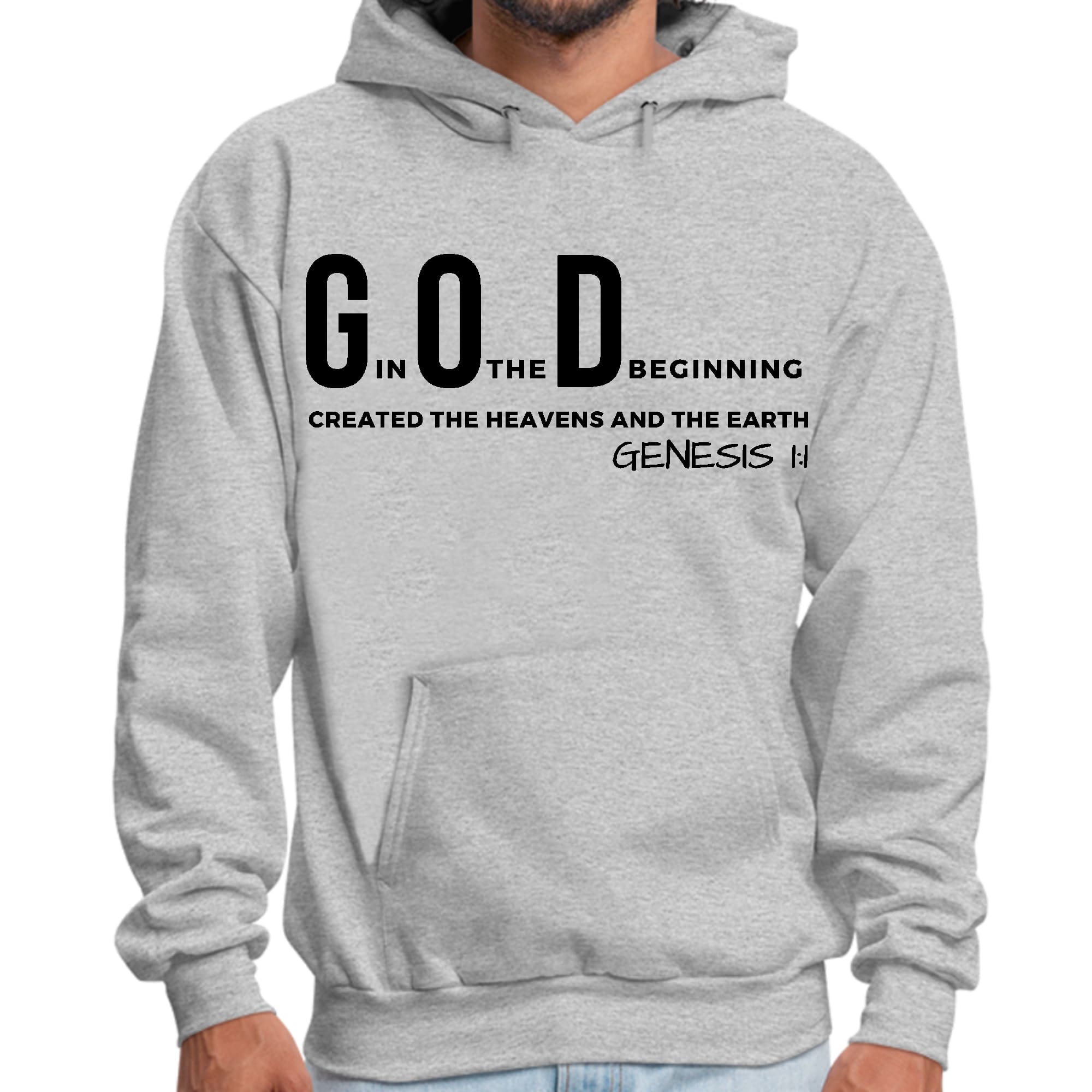 Mens Graphic Hoodie God in the Beginning Print