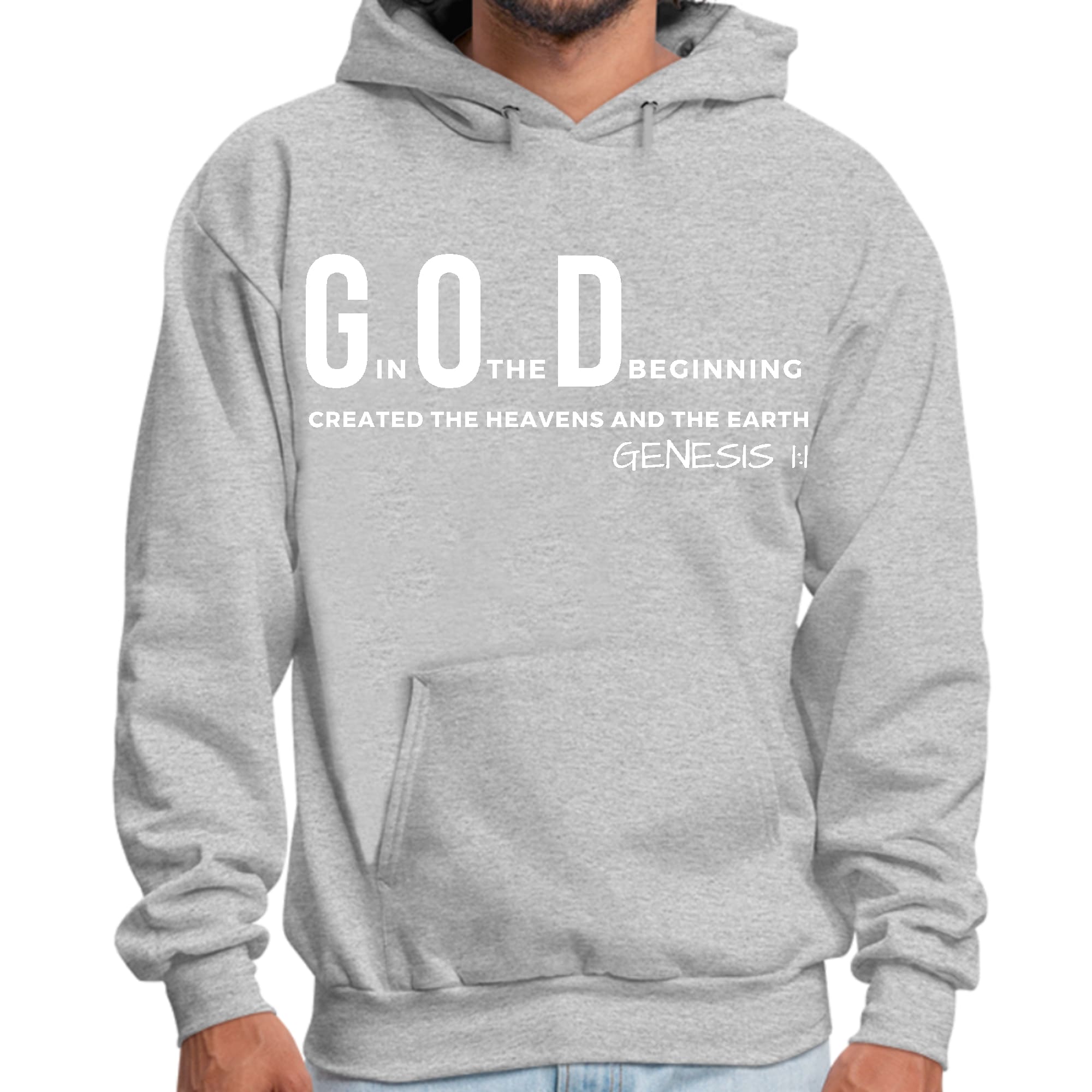 Mens Graphic Hoodie God in the Beginning Print