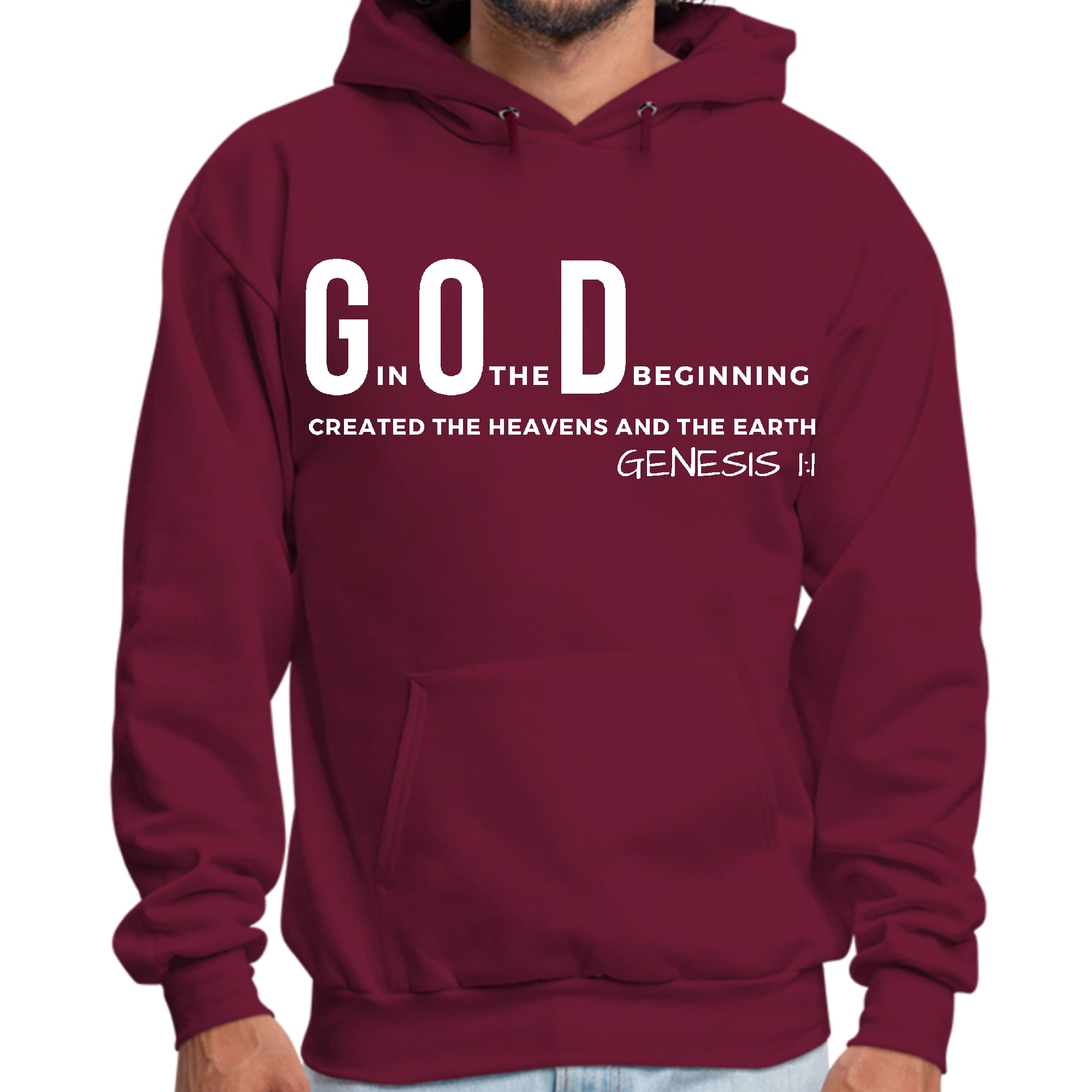 Mens Graphic Hoodie God in the Beginning Print