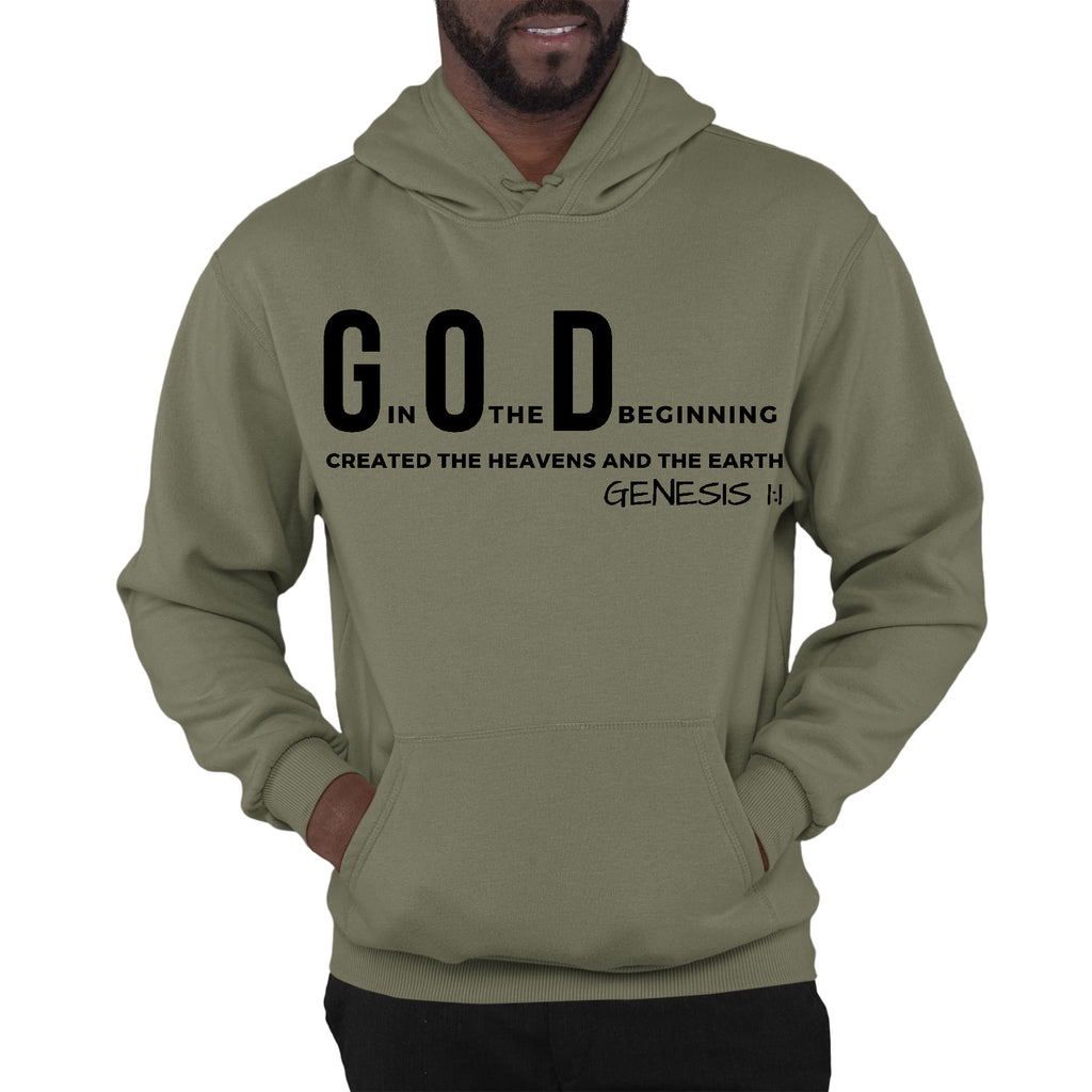Mens Graphic Hoodie God in the Beginning Print