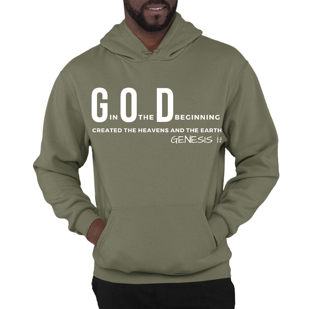 Mens Graphic Hoodie God in the Beginning Print
