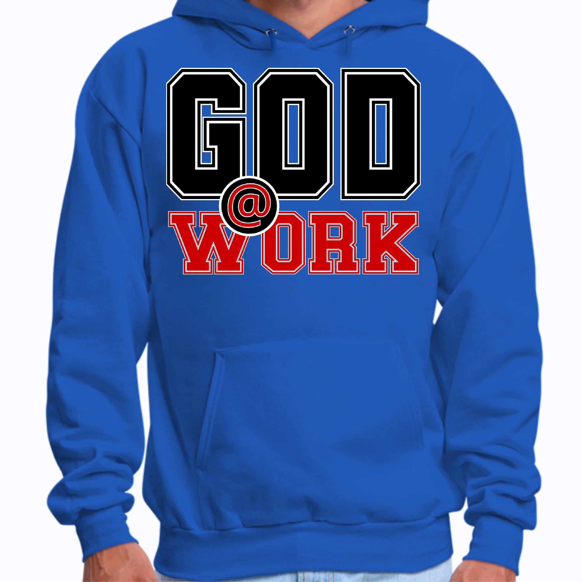 Mens Graphic Hoodie God @ Work Black and Red Print