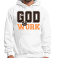 Mens Graphic Hoodie God @ Work Brown and Orange Print