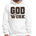 Mens Graphic Hoodie God @ Work Brown and White Print